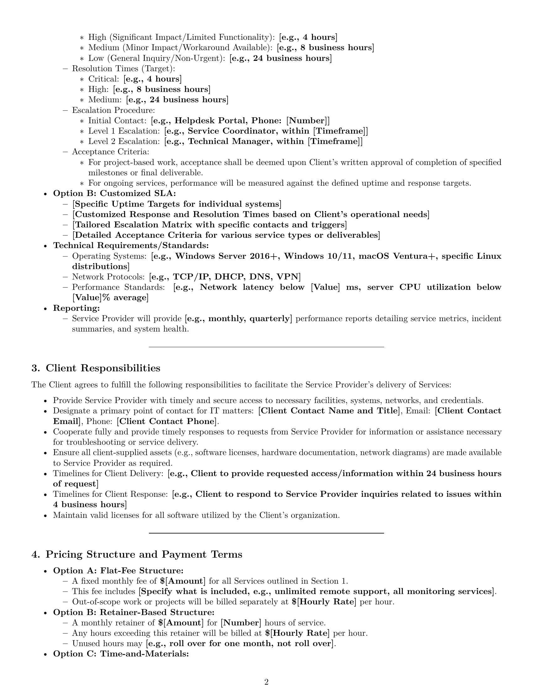 Preview page 2 of Pro Vermont IT service contract template