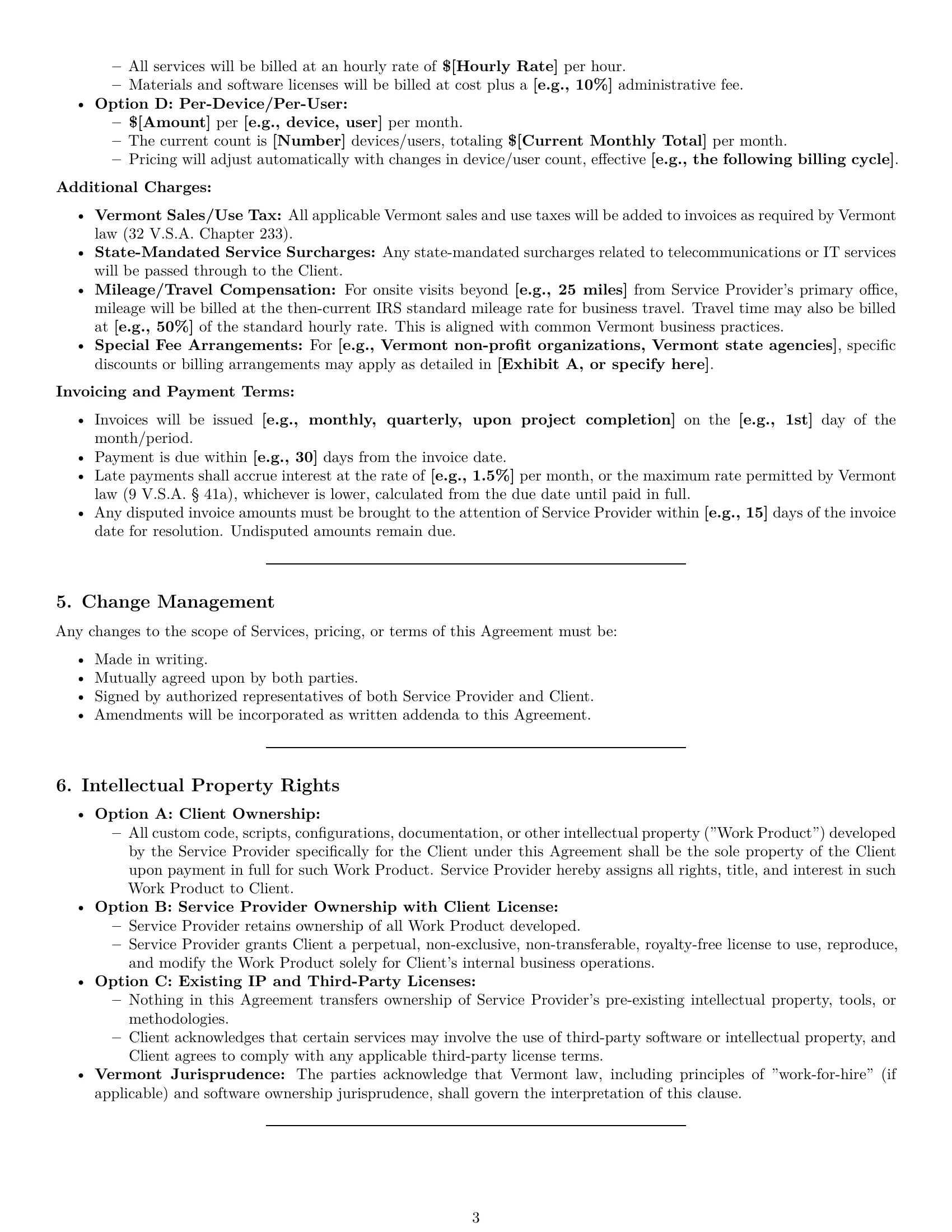 Preview page 3 of Pro Vermont IT service contract template