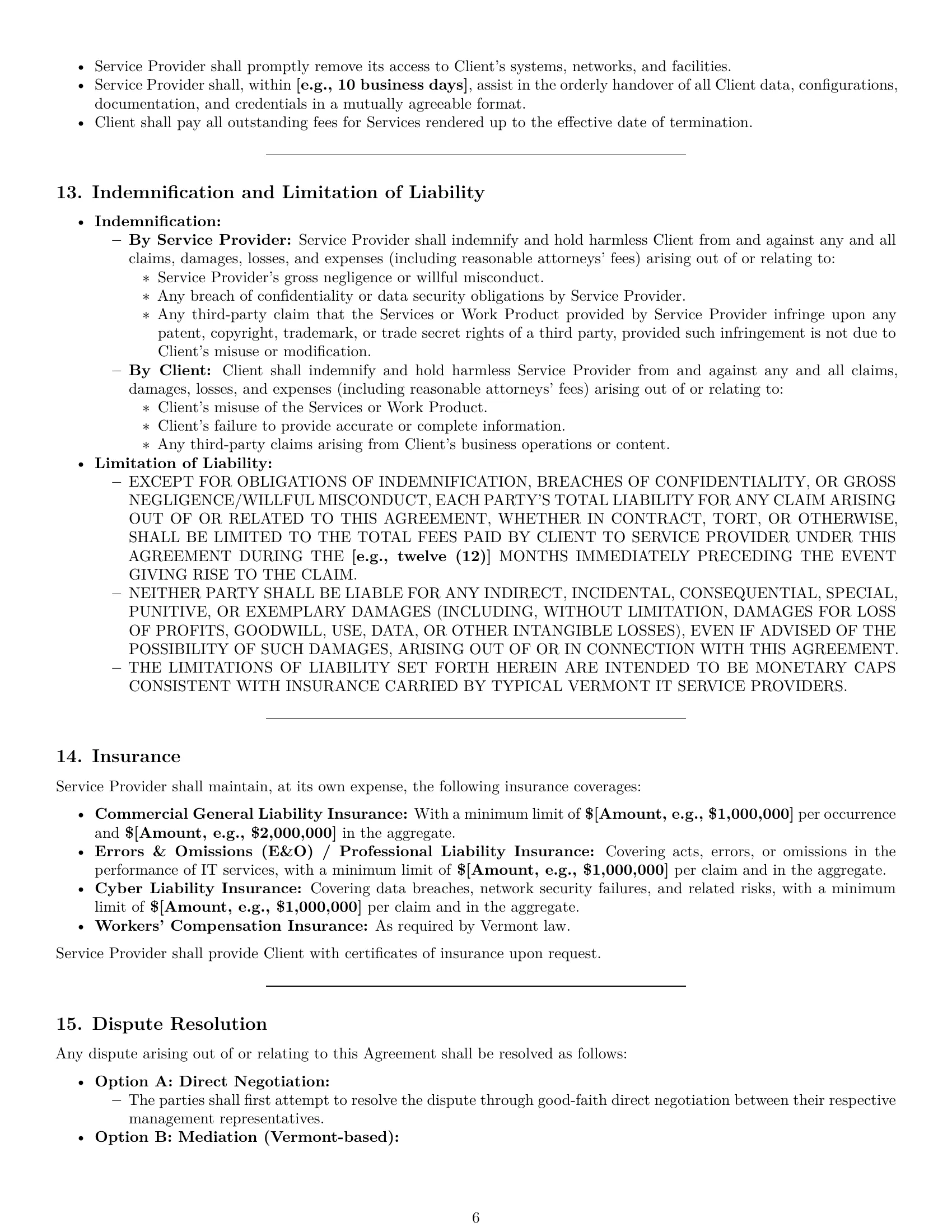Preview page 6 of Pro Vermont IT service contract template
