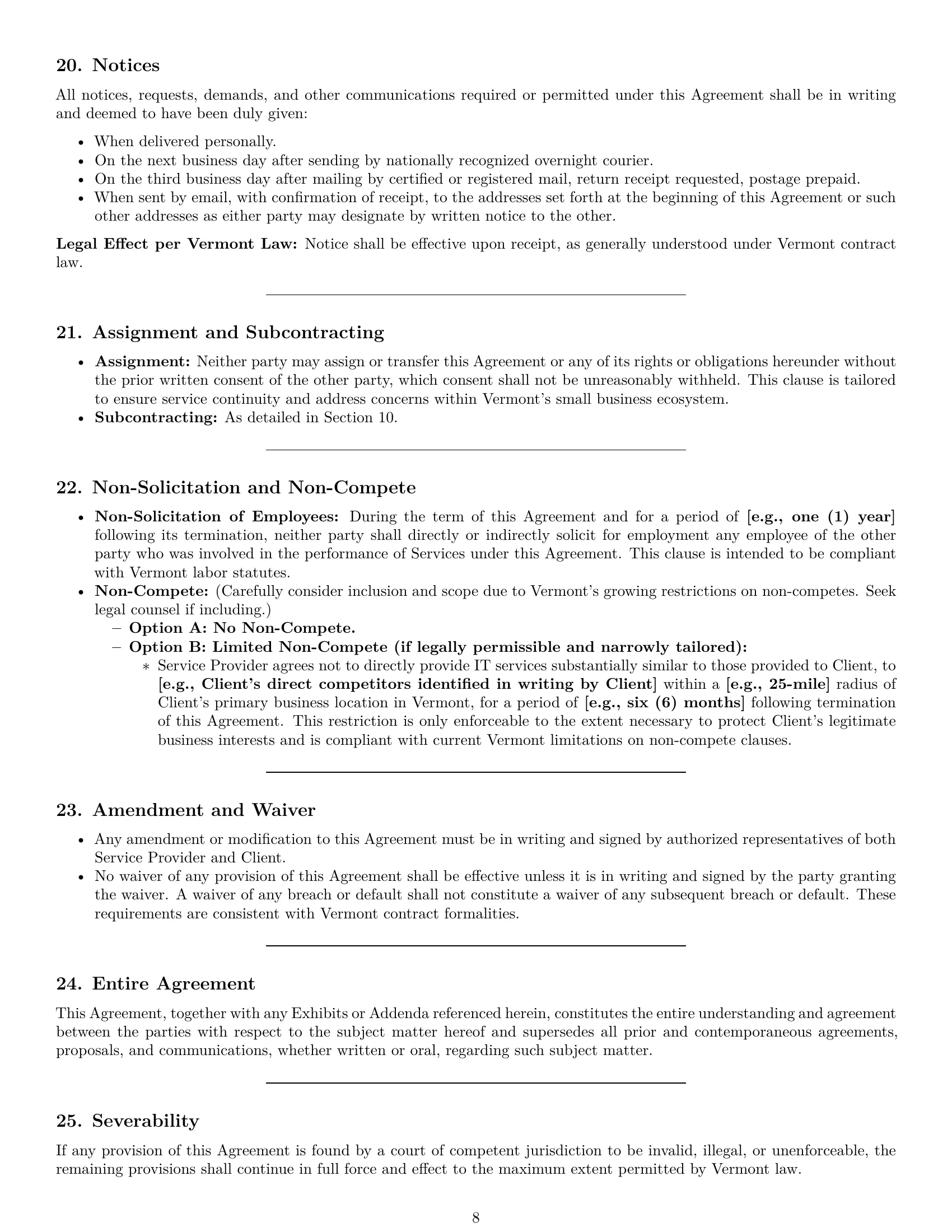 Preview page 8 of Pro Vermont IT service contract template