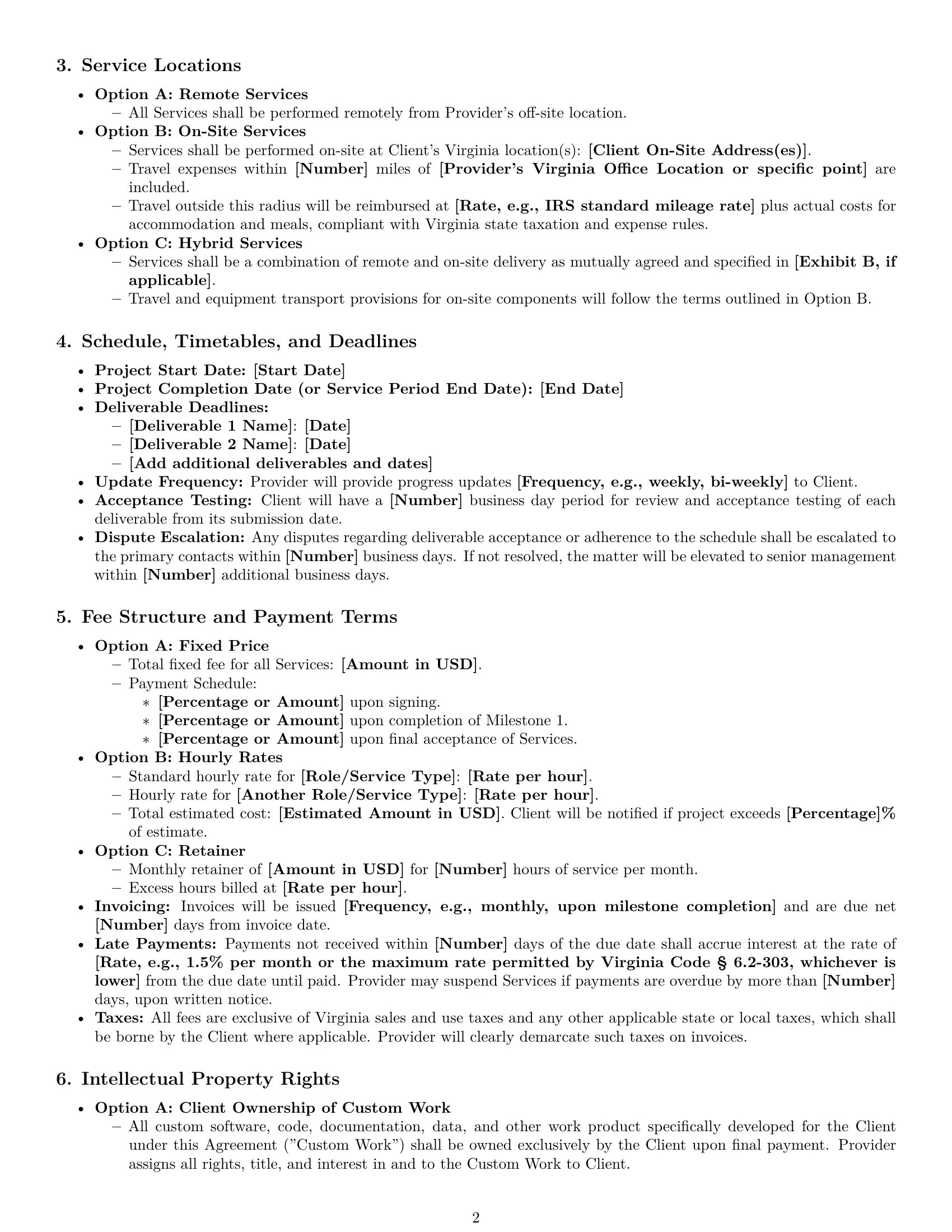 Preview page 2 of Pro Virginia IT service contract template