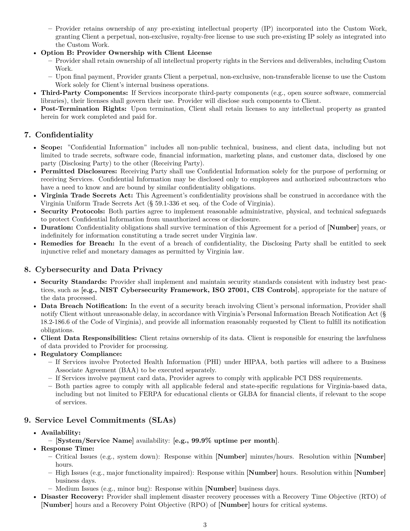 Preview page 3 of Pro Virginia IT service contract template