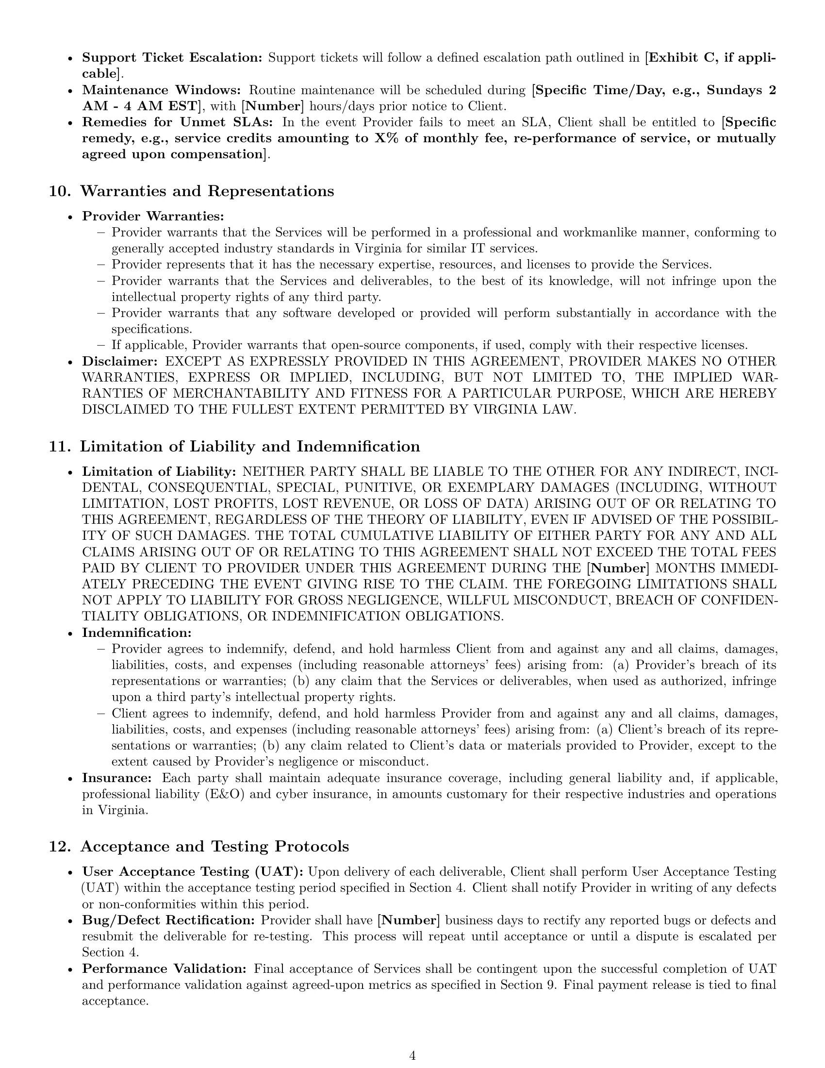 Preview page 4 of Pro Virginia IT service contract template