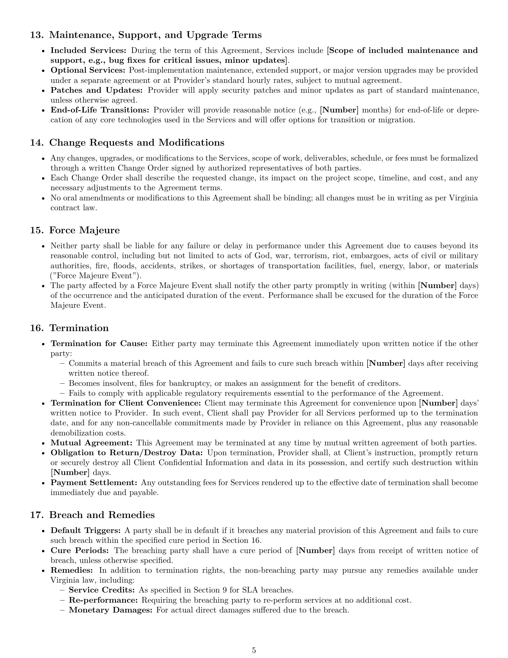 Preview page 5 of Pro Virginia IT service contract template
