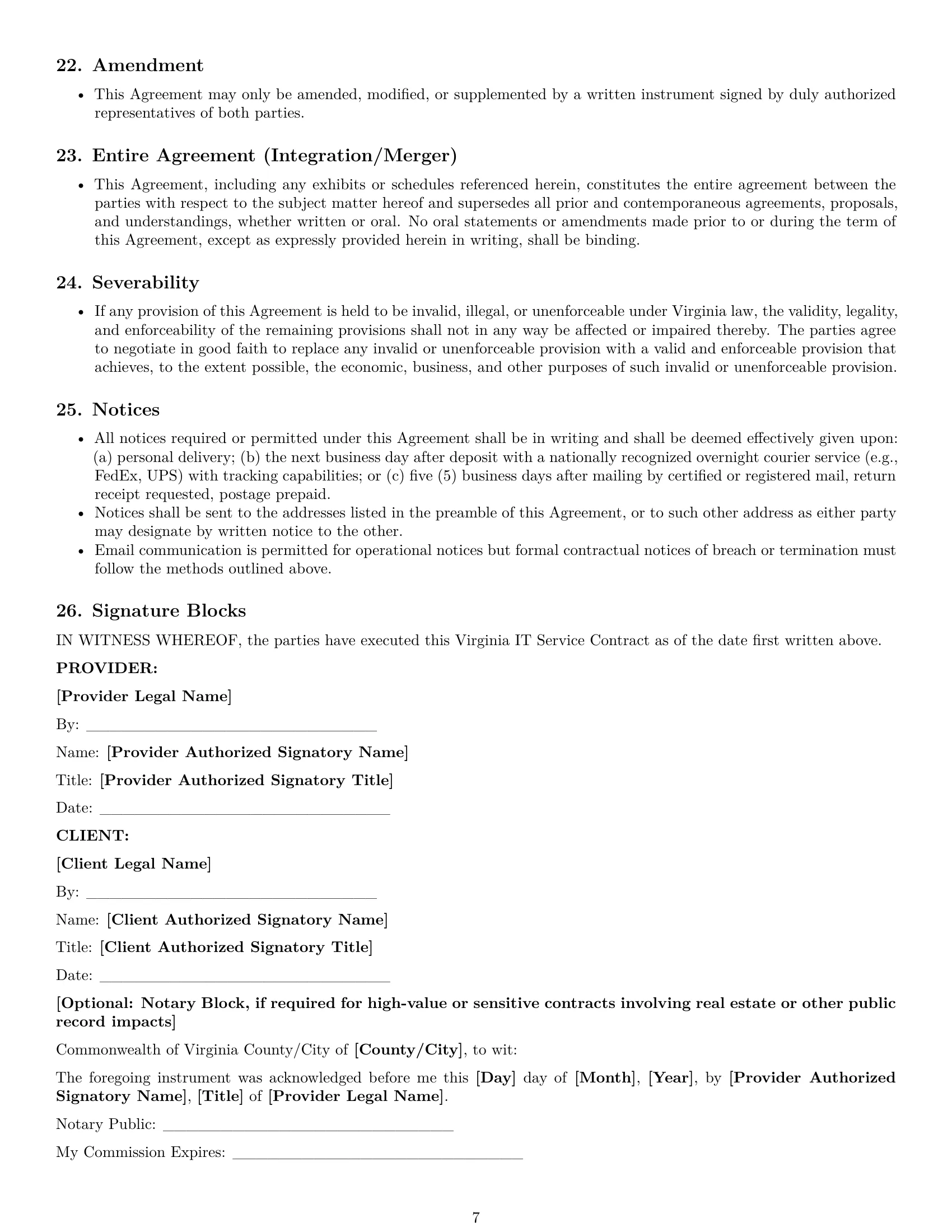 Preview page 7 of Pro Virginia IT service contract template