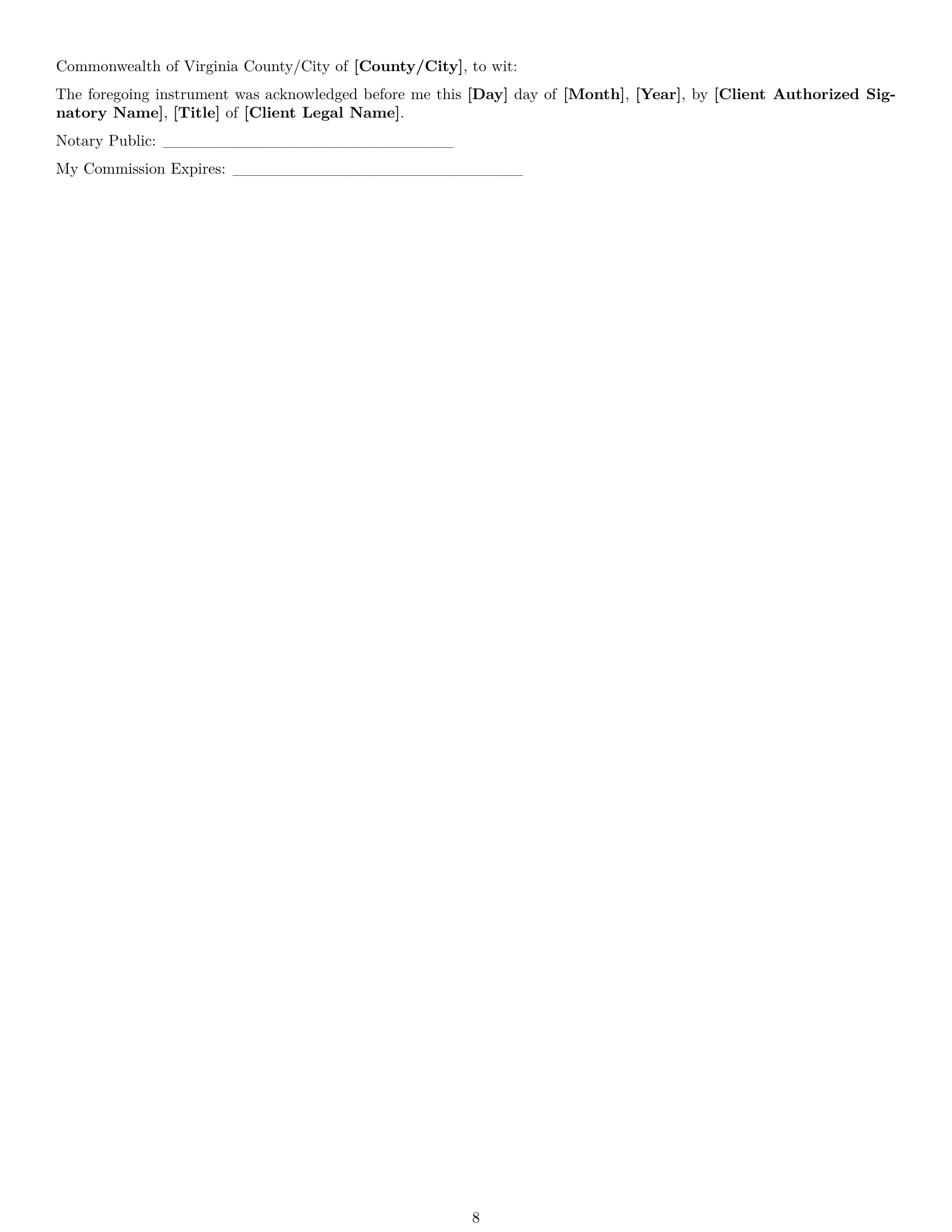 Preview page 8 of Pro Virginia IT service contract template