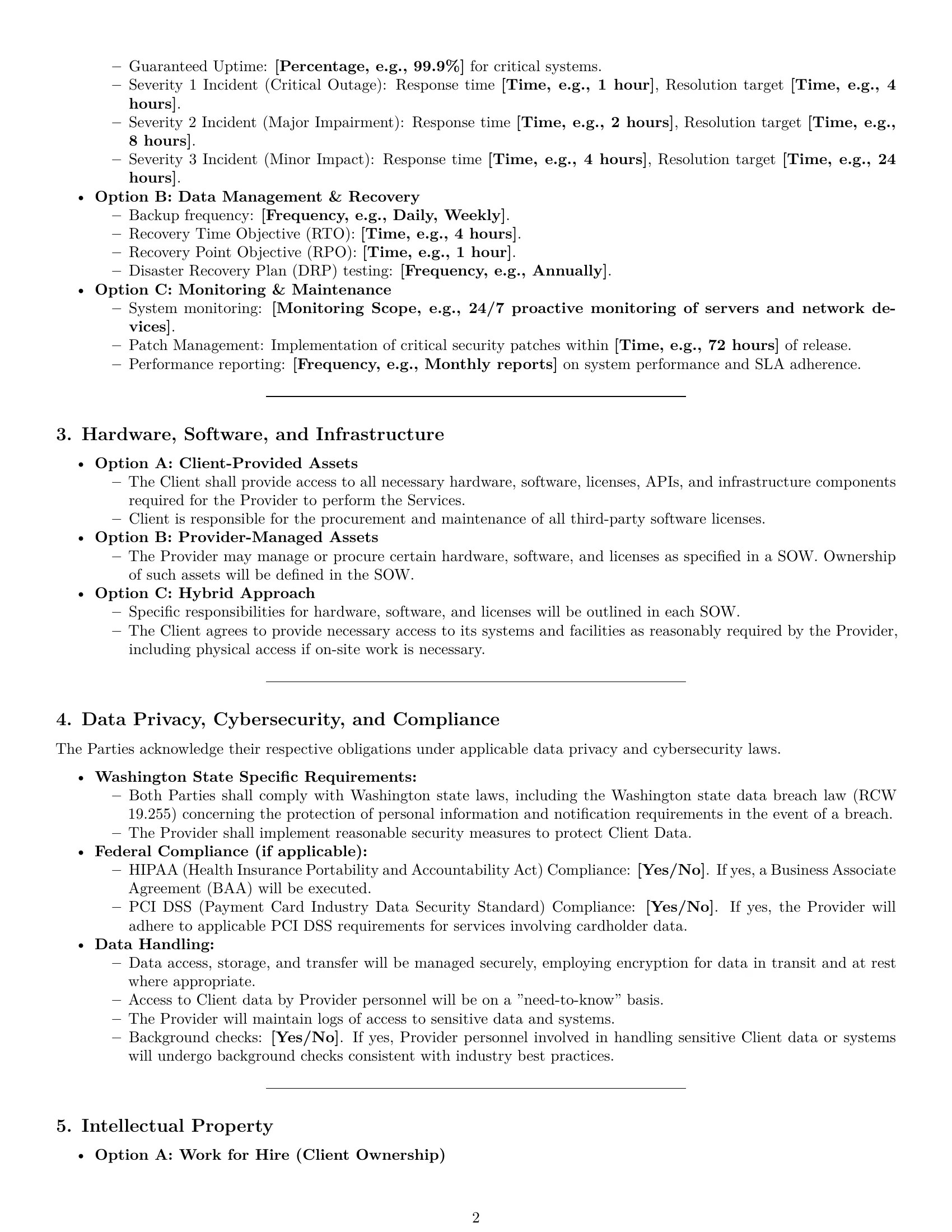 Preview page 2 of Pro Washington IT service contract template