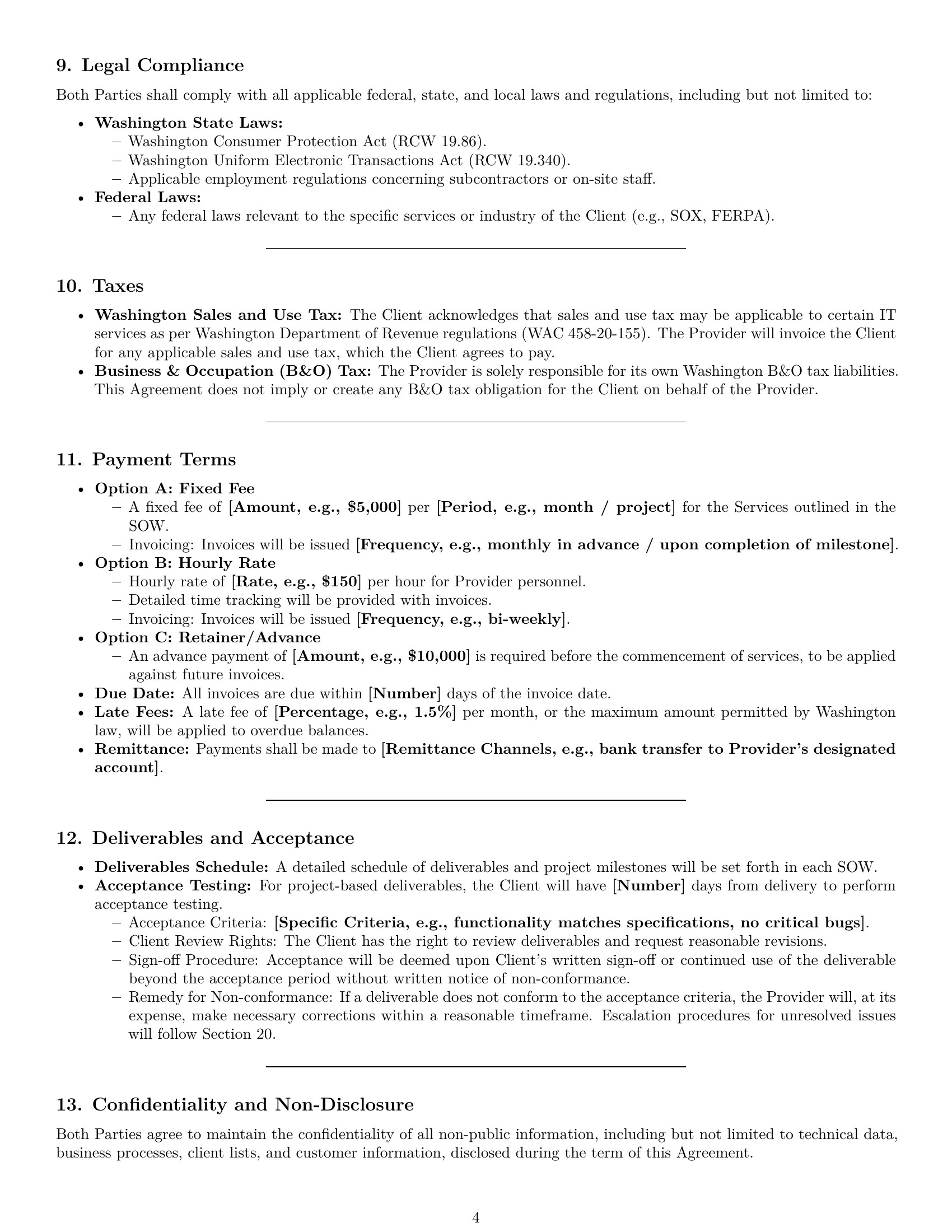 Preview page 4 of Pro Washington IT service contract template