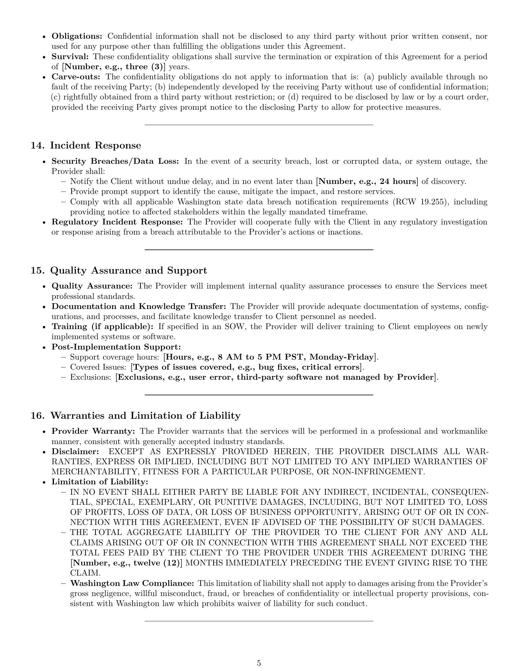 Preview page 5 of Pro Washington IT service contract template