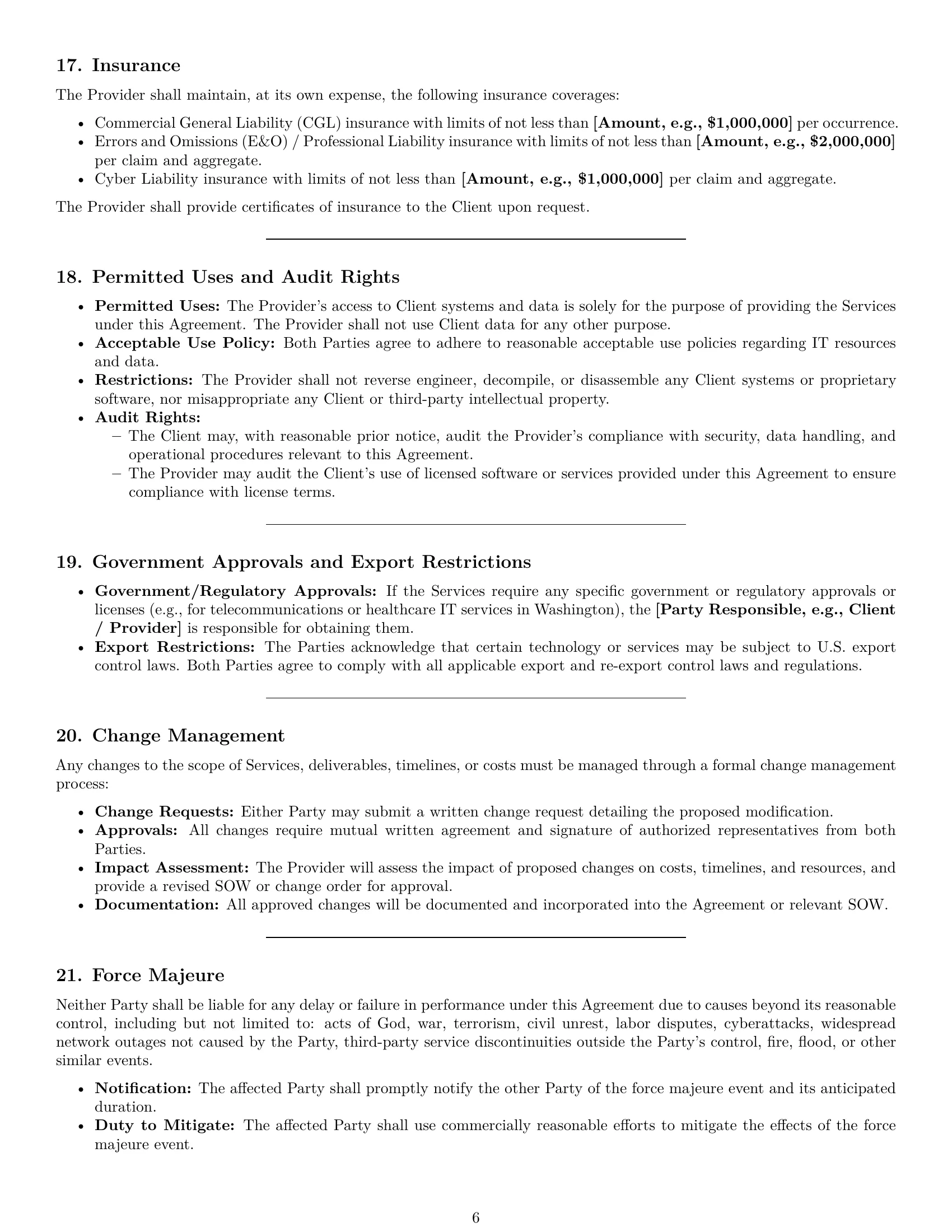 Preview page 6 of Pro Washington IT service contract template