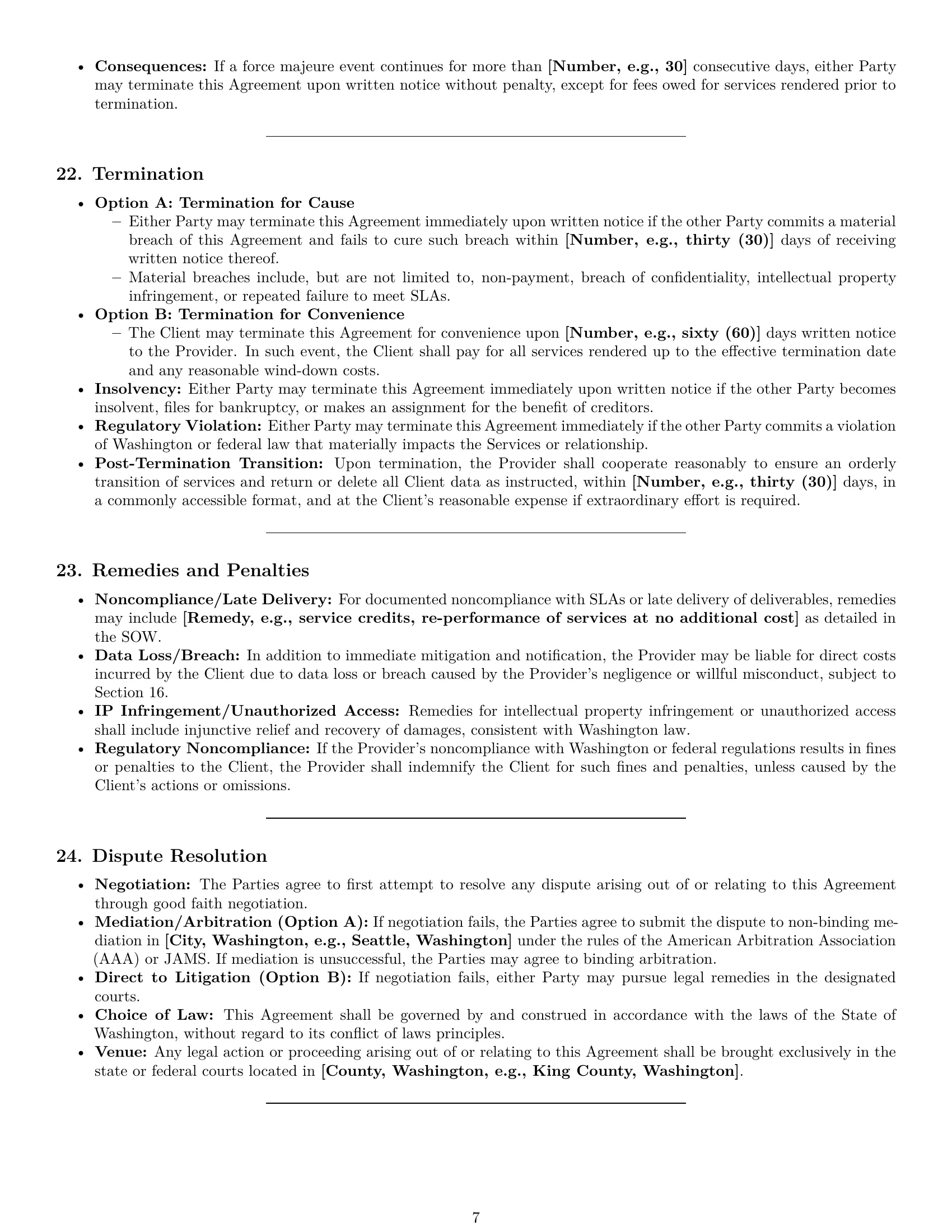Preview page 7 of Pro Washington IT service contract template