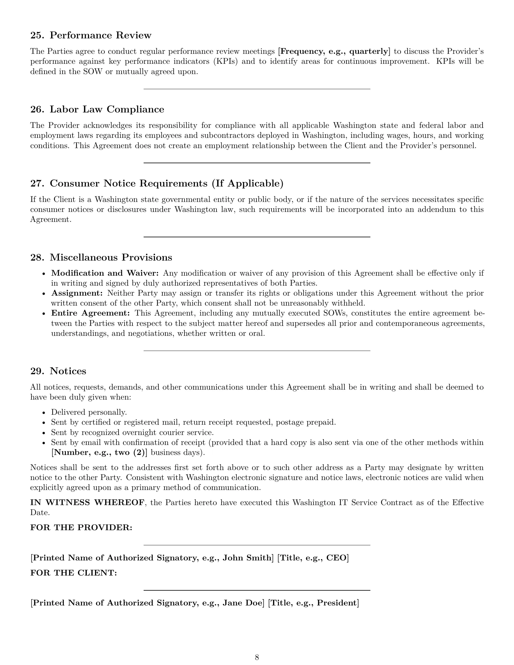 Preview page 8 of Pro Washington IT service contract template