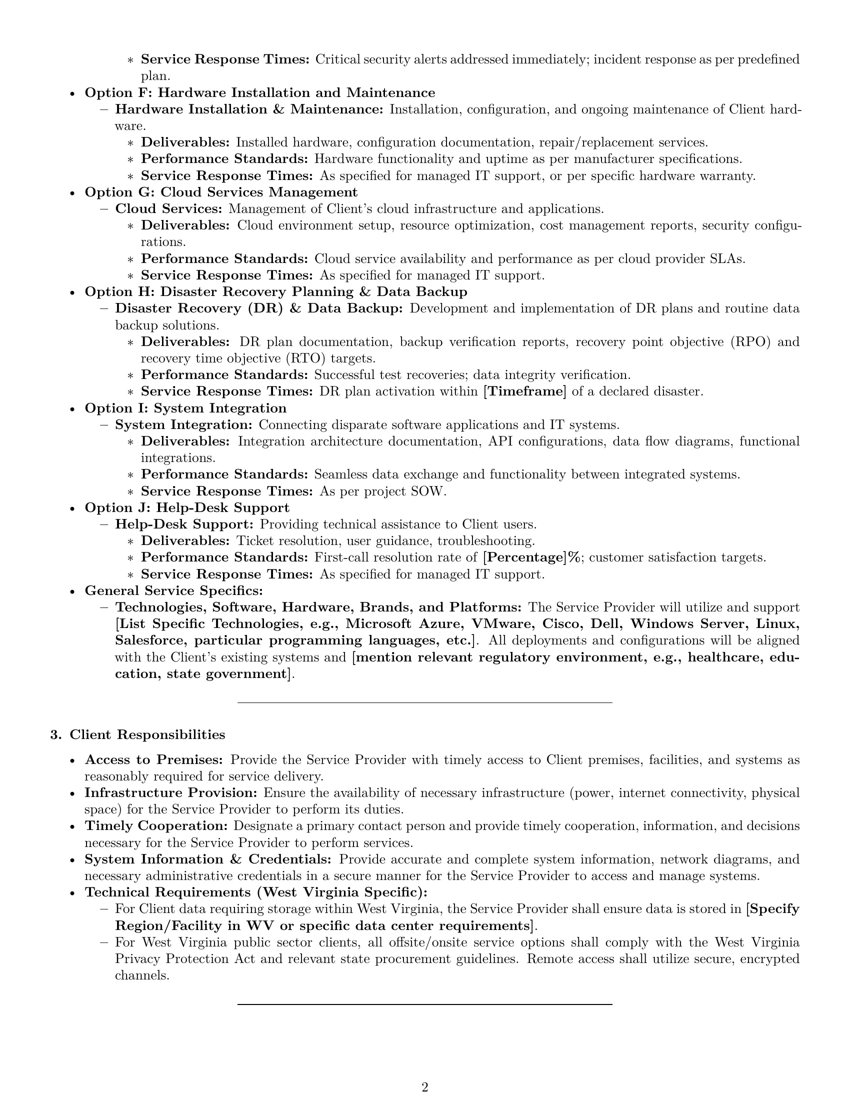 Preview page 2 of Pro West Virginia IT service contract template
