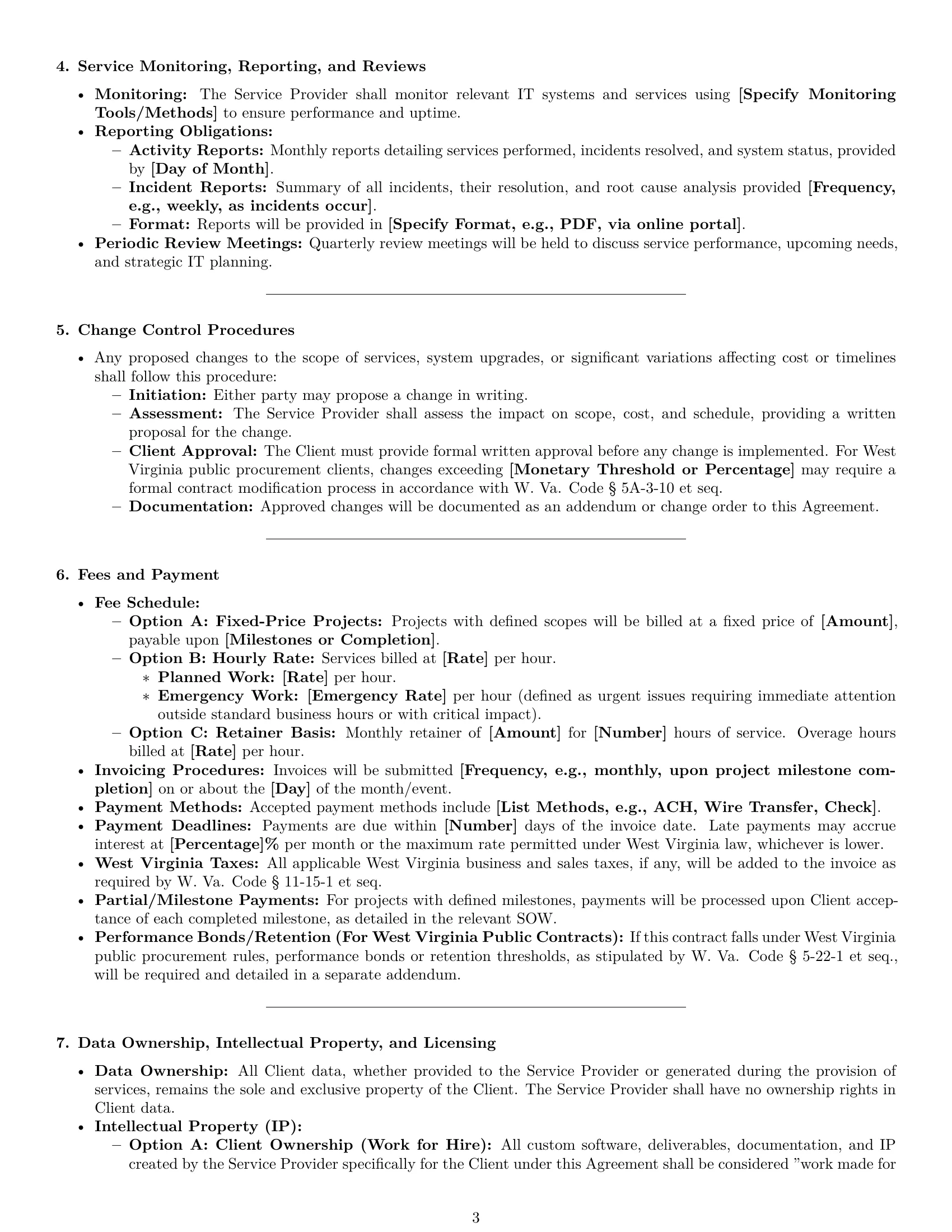 Preview page 3 of Pro West Virginia IT service contract template