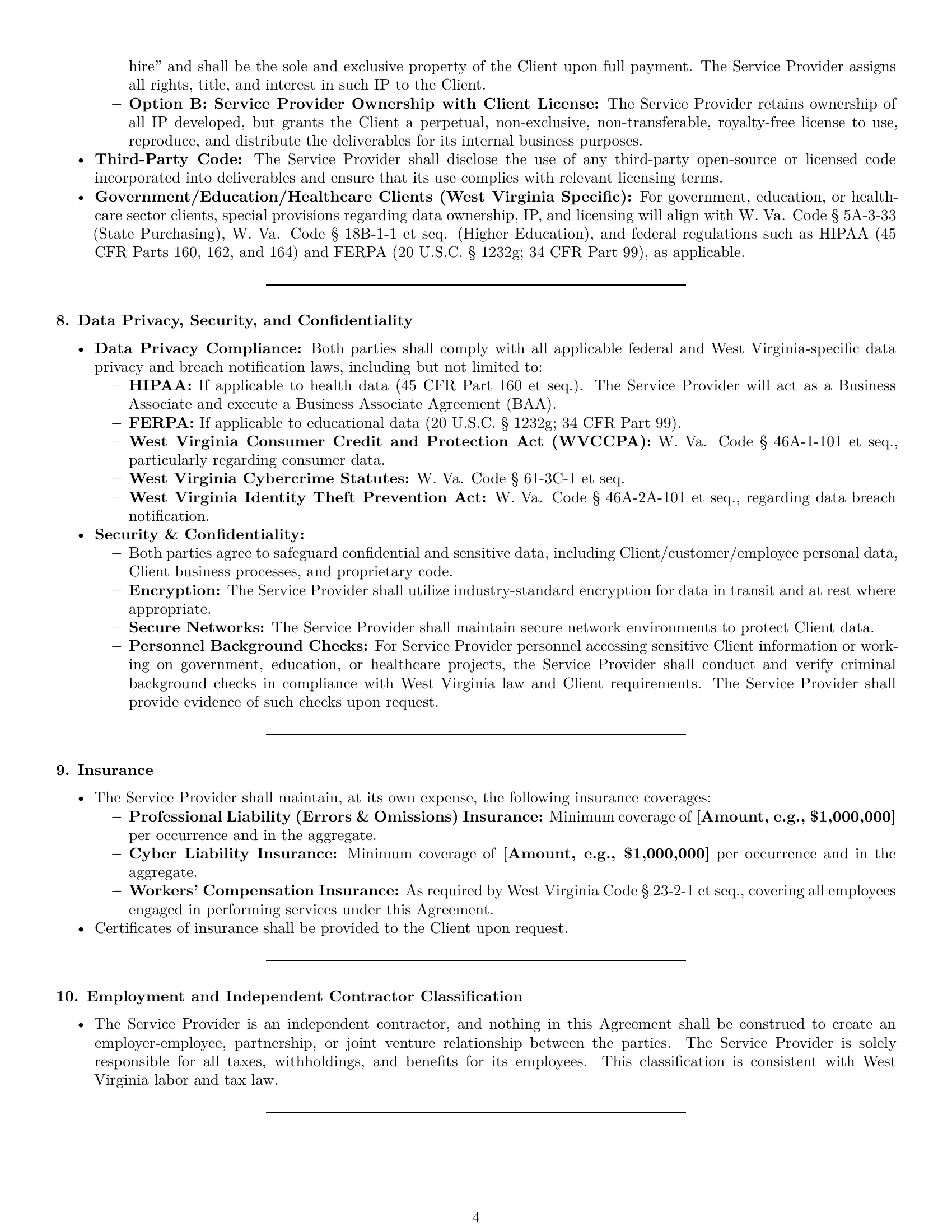 Preview page 4 of Pro West Virginia IT service contract template