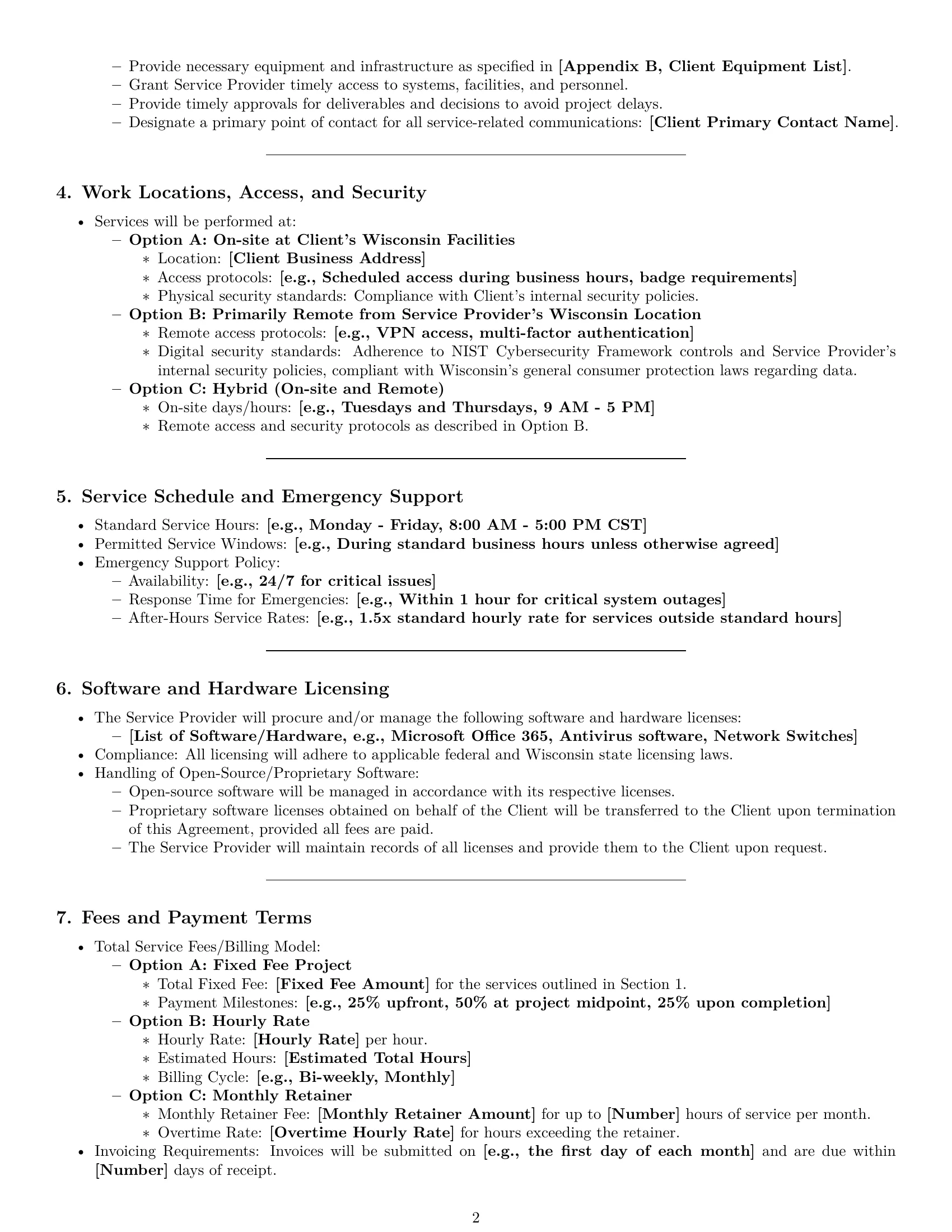 Preview page 2 of Pro Wisconsin IT service contract template