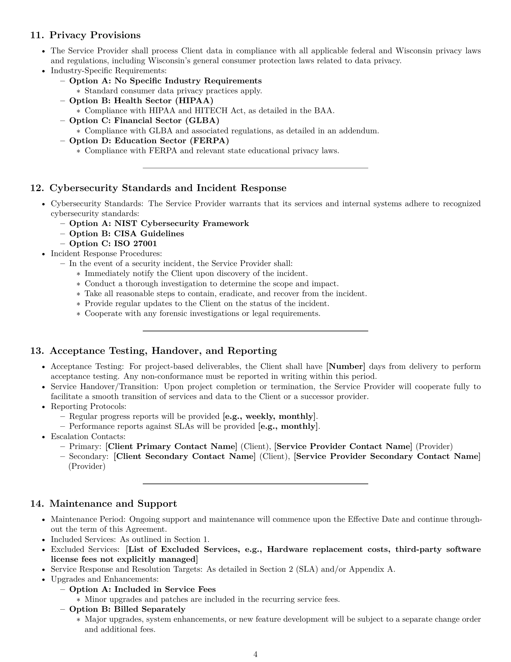 Preview page 4 of Pro Wisconsin IT service contract template