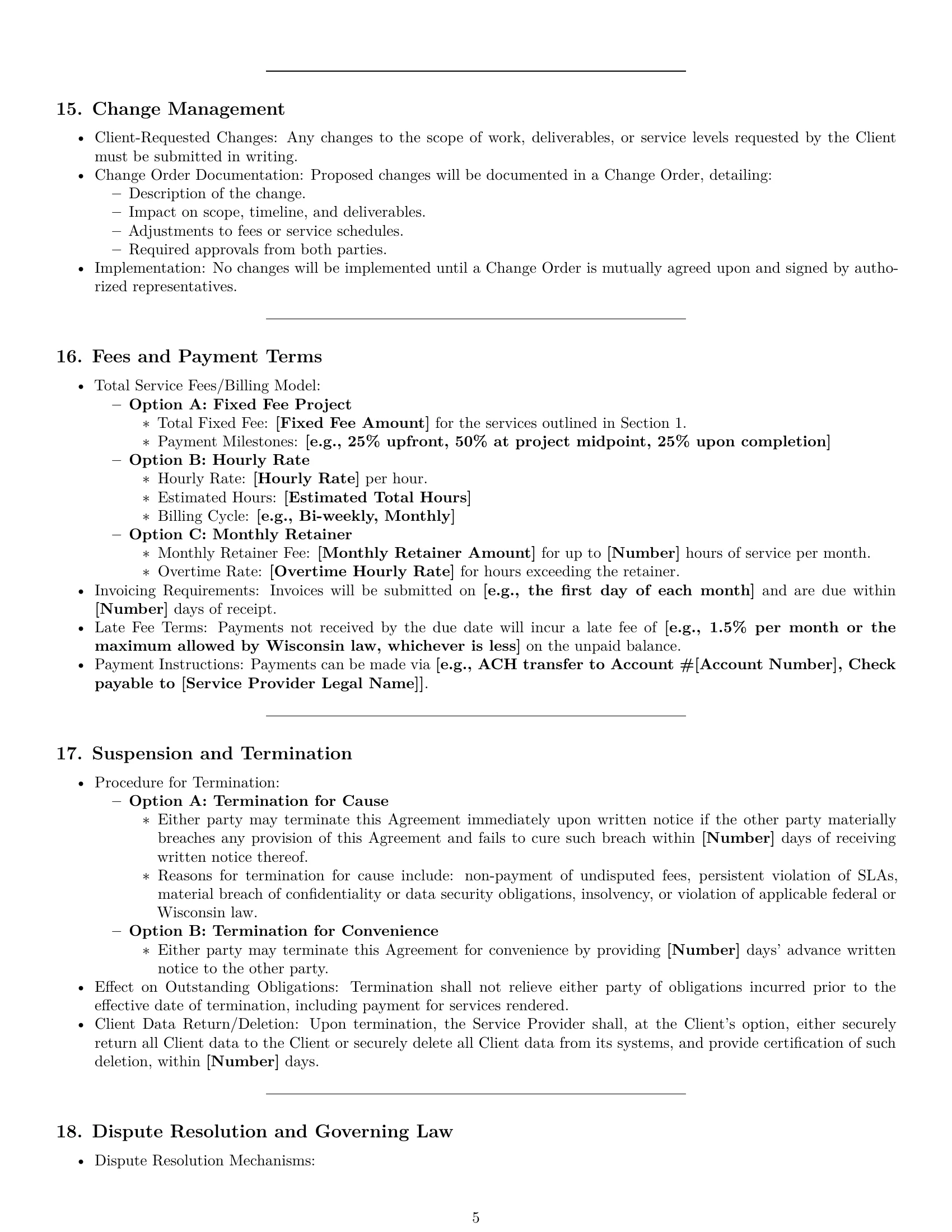 Preview page 5 of Pro Wisconsin IT service contract template