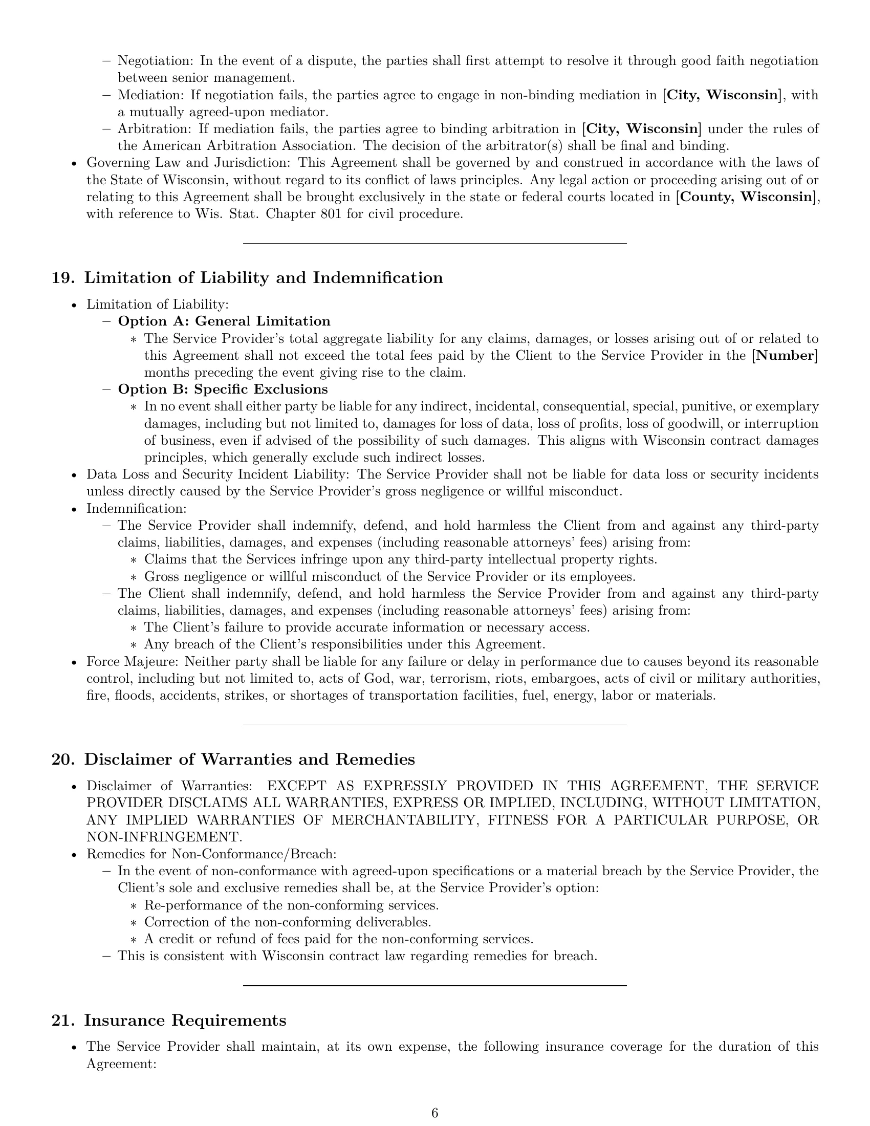 Preview page 6 of Pro Wisconsin IT service contract template