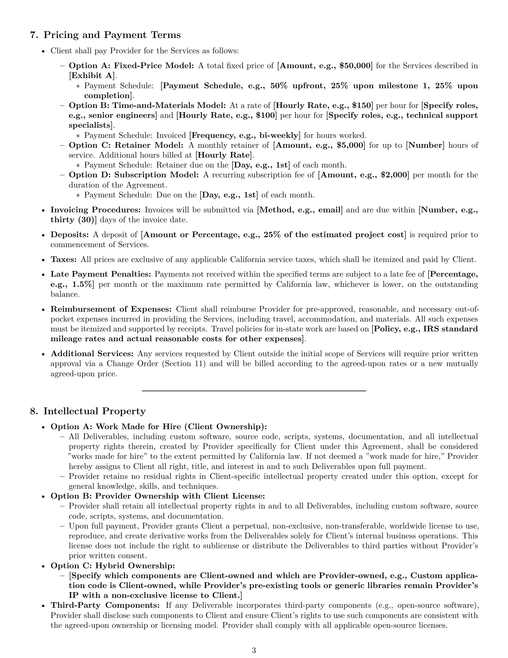 Preview page 3 of Pro California IT service contract template