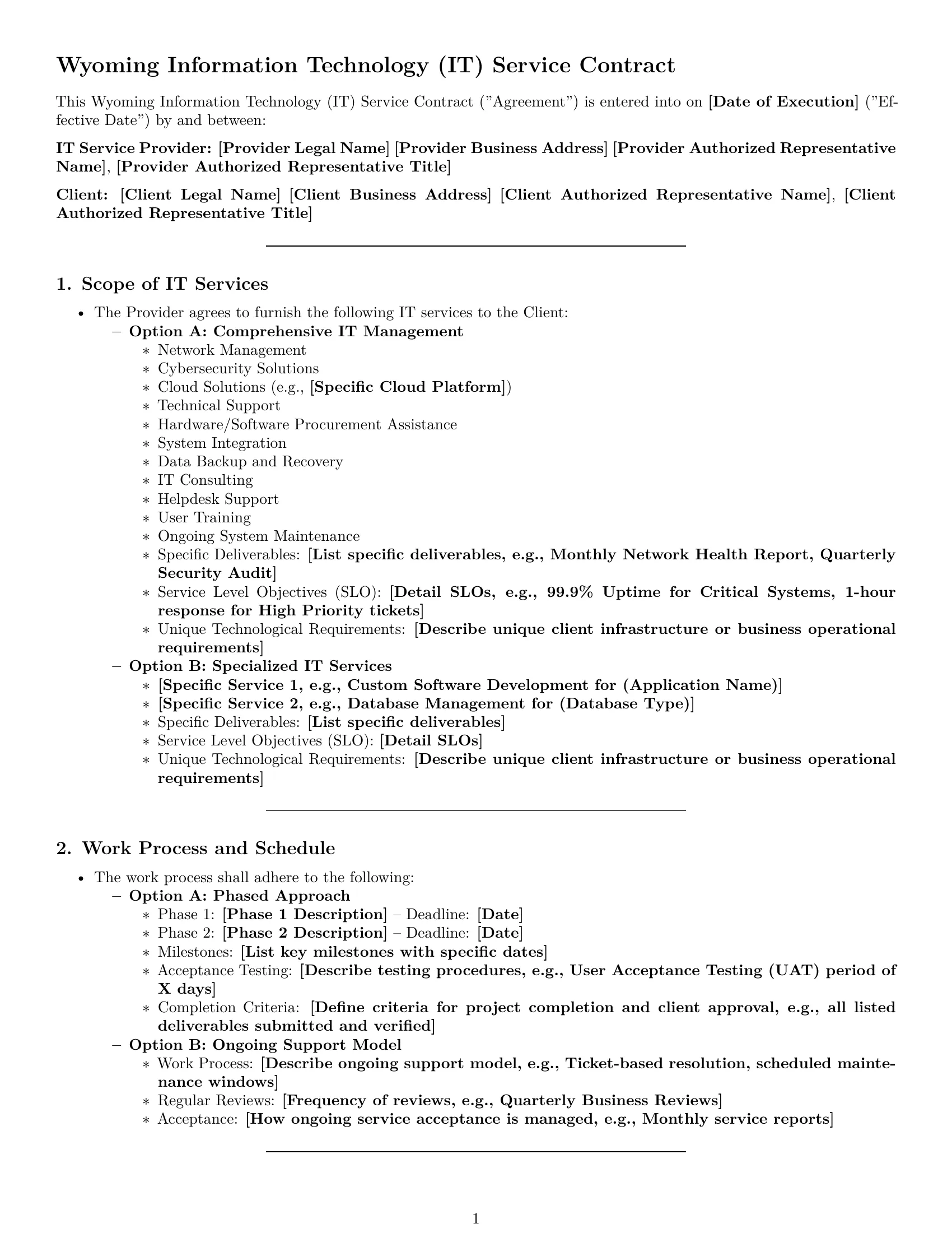 Preview page 1 of Pro Wyoming IT service contract template