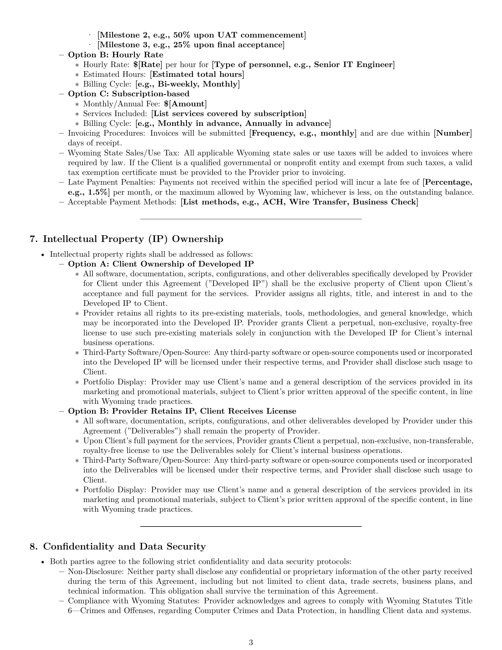 Preview page 3 of Pro Wyoming IT service contract template