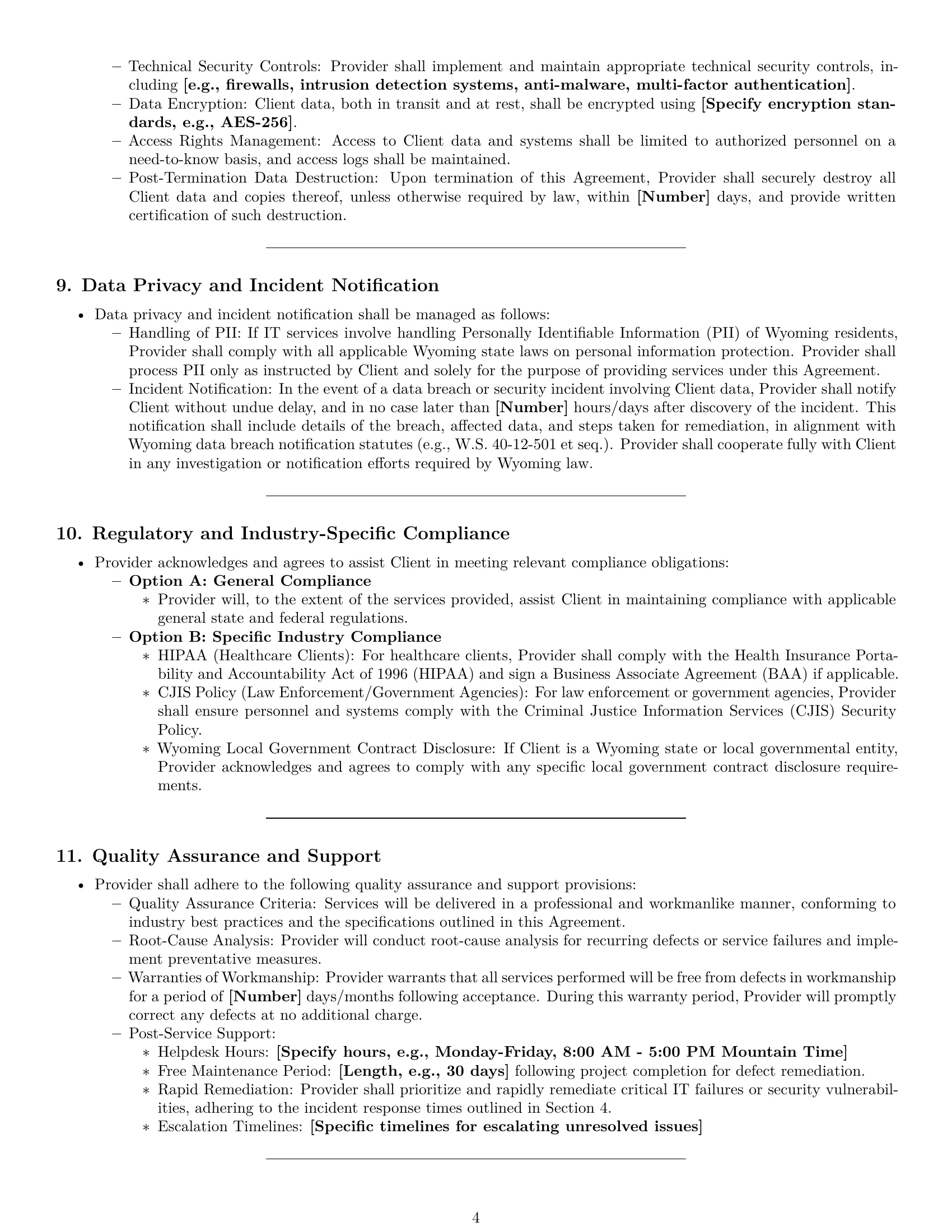 Preview page 4 of Pro Wyoming IT service contract template