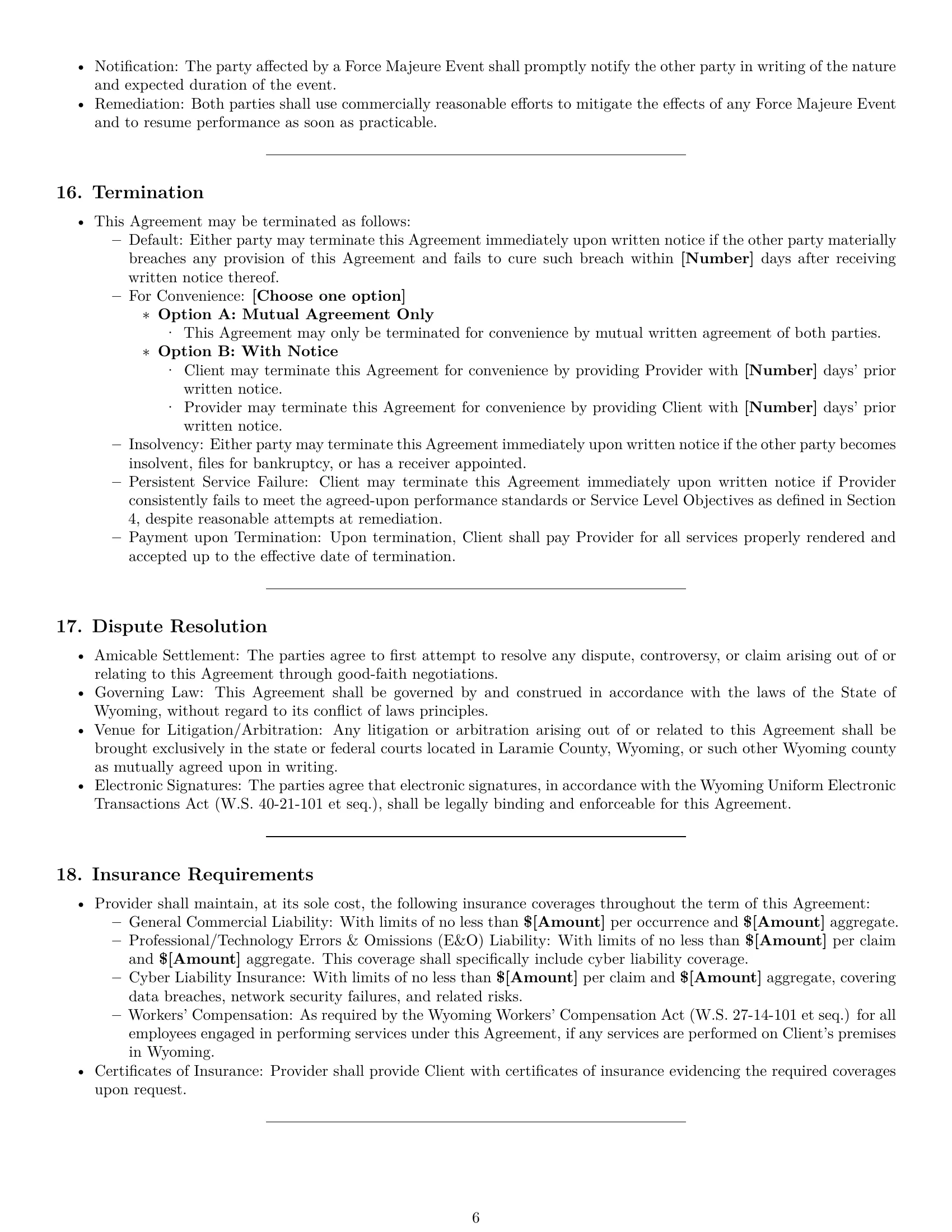 Preview page 6 of Pro Wyoming IT service contract template