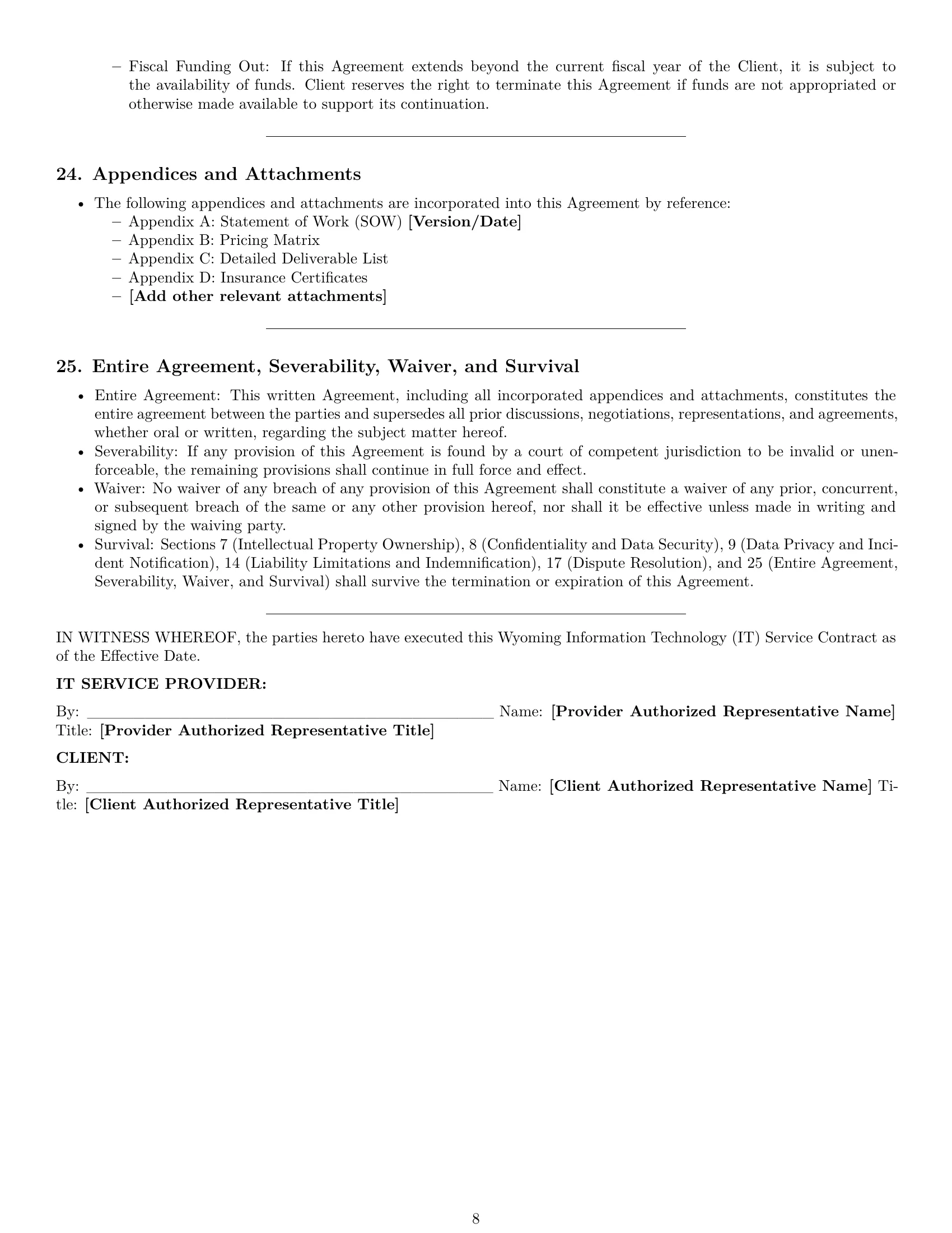 Preview page 8 of Pro Wyoming IT service contract template