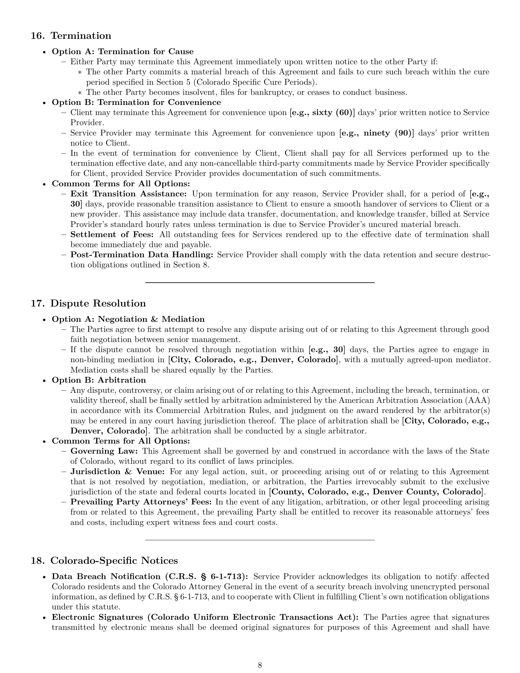 Preview page 8 of Pro Colorado IT service contract template