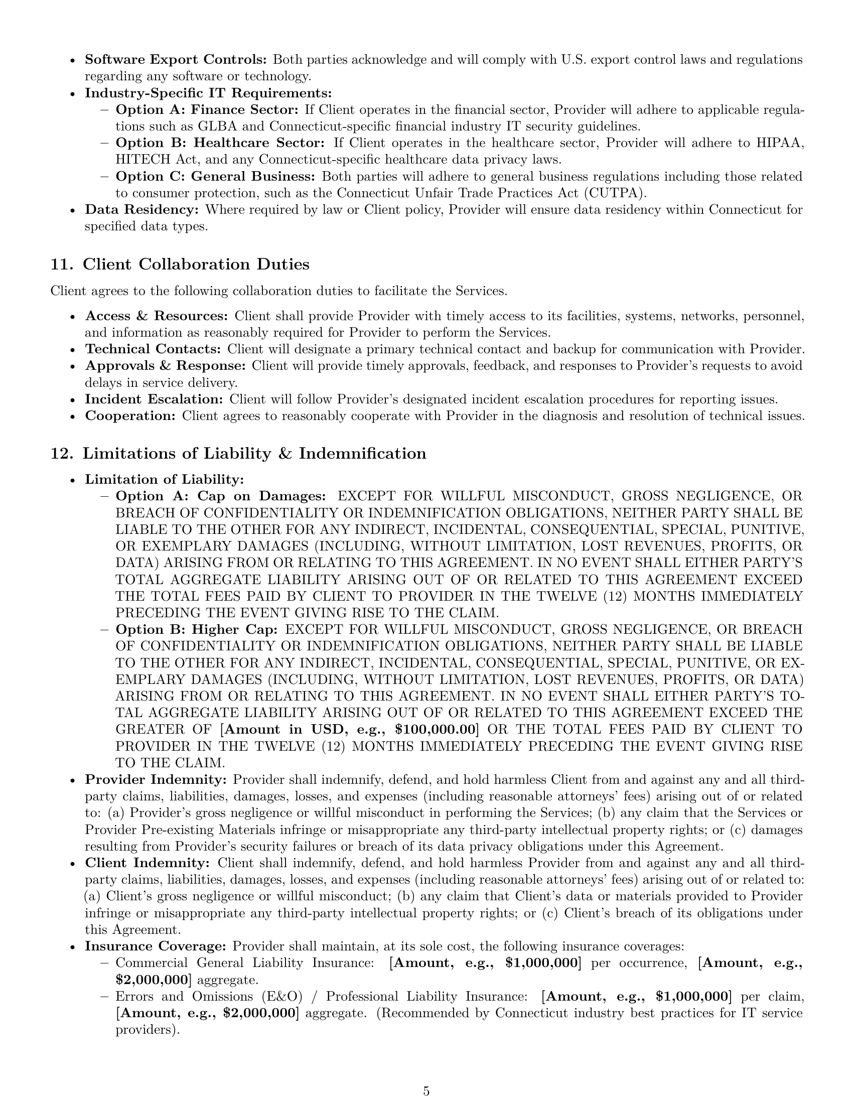 Preview page 5 of Pro Connecticut IT service contract template