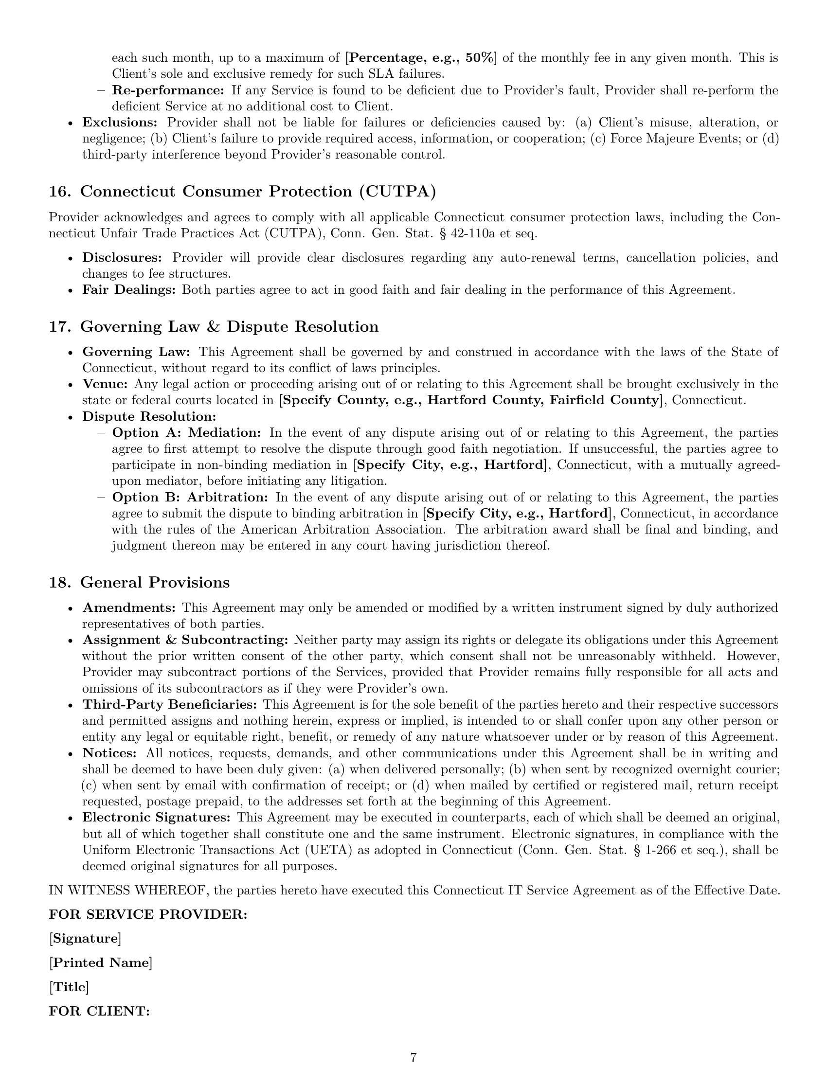 Preview page 7 of Pro Connecticut IT service contract template