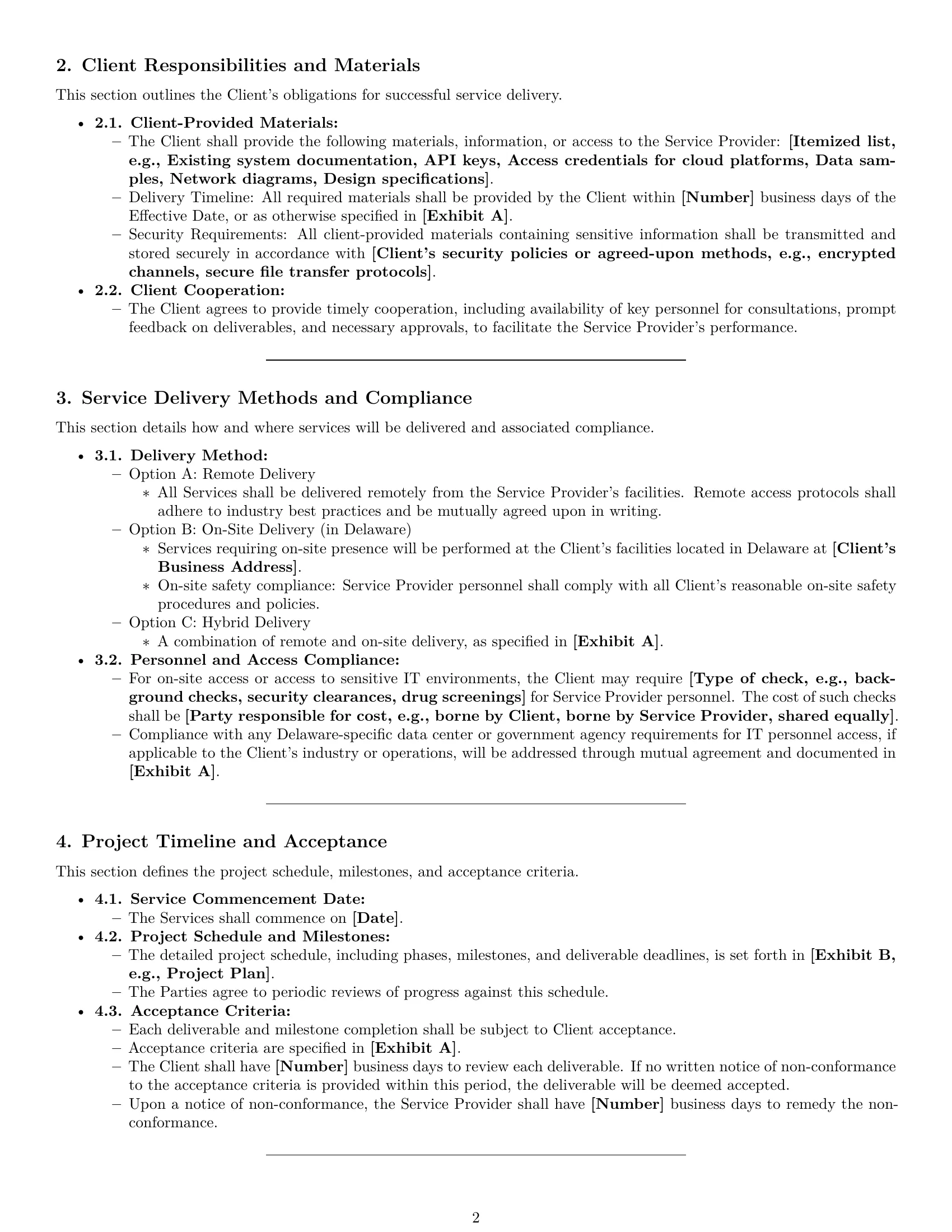 Preview page 2 of Pro Delaware IT service contract template