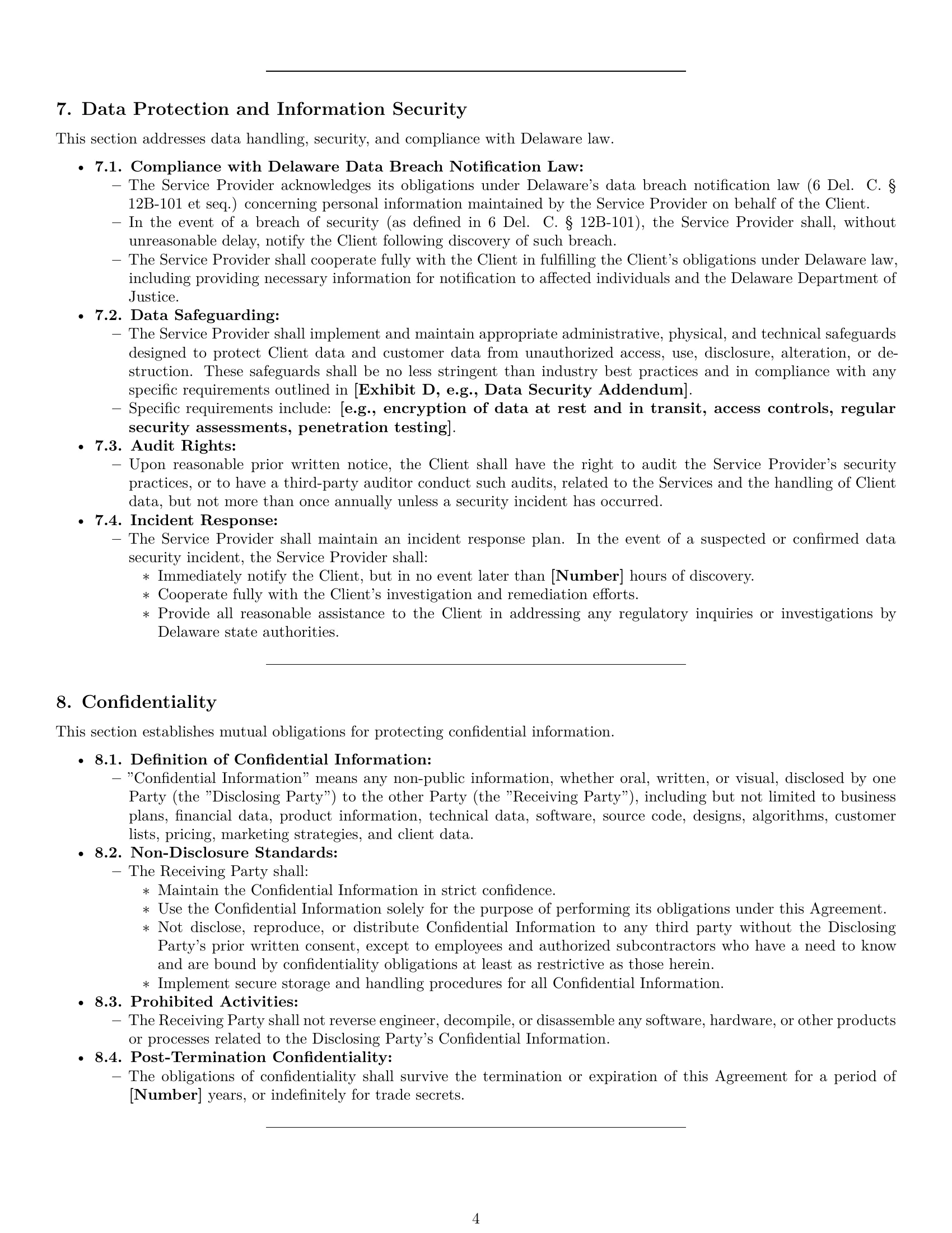 Preview page 4 of Pro Delaware IT service contract template