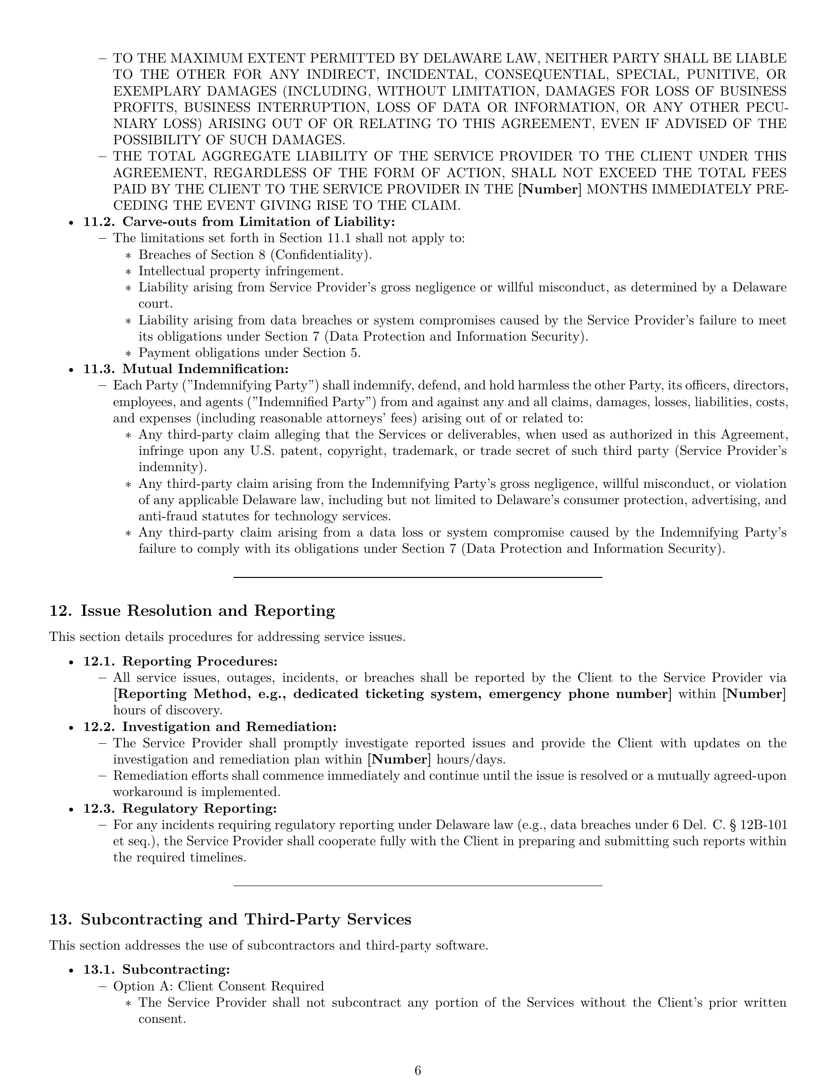 Preview page 6 of Pro Delaware IT service contract template