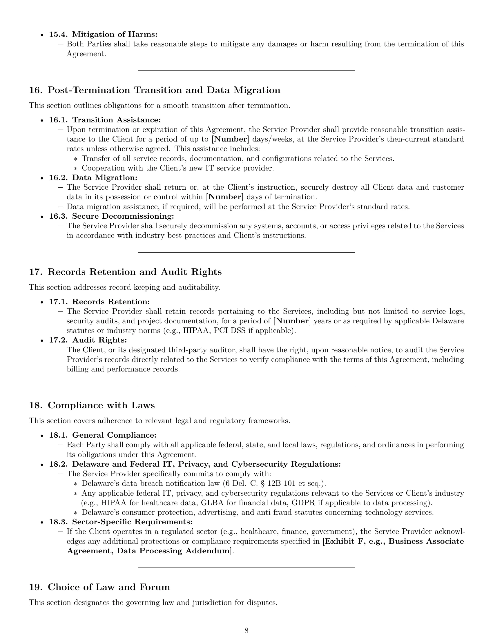 Preview page 8 of Pro Delaware IT service contract template