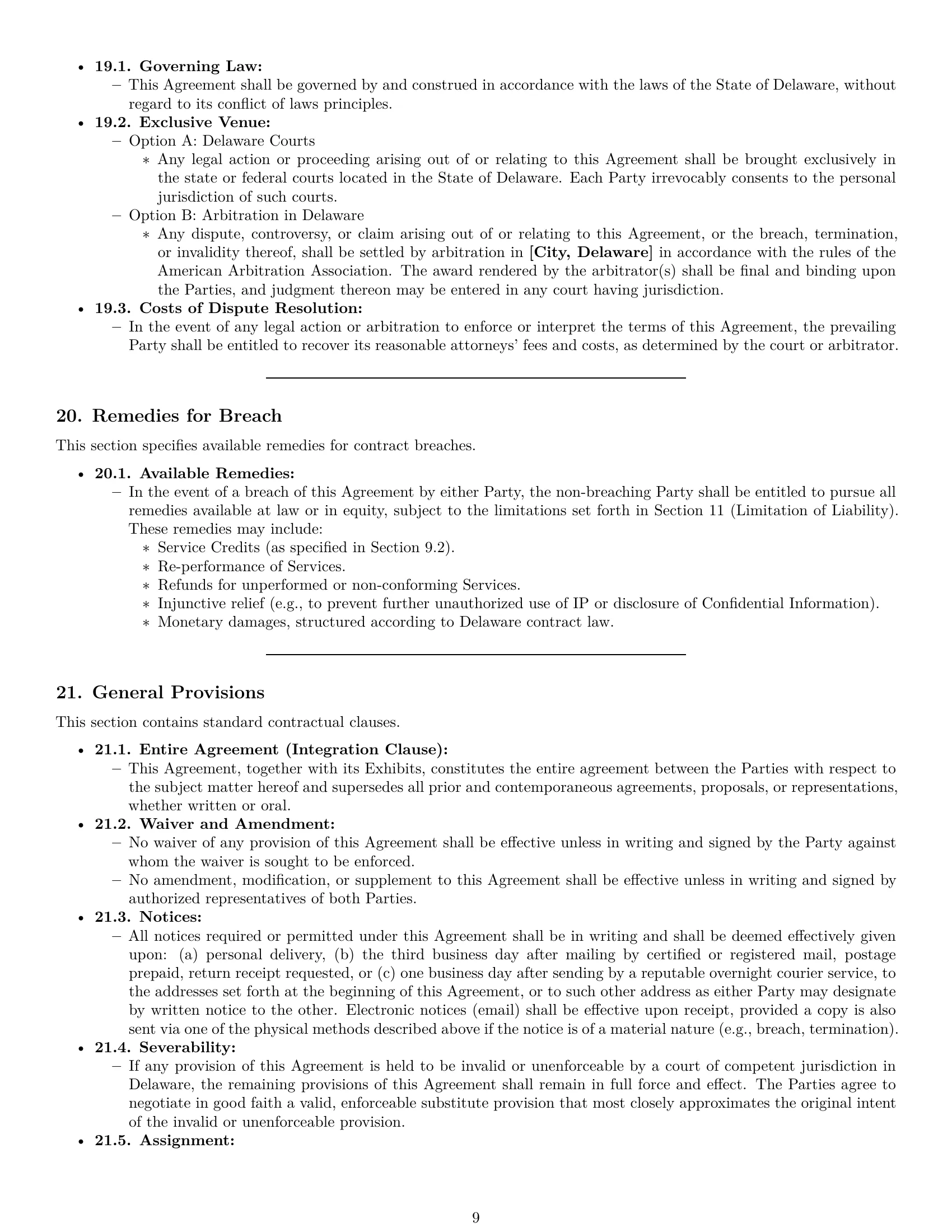Preview page 9 of Pro Delaware IT service contract template