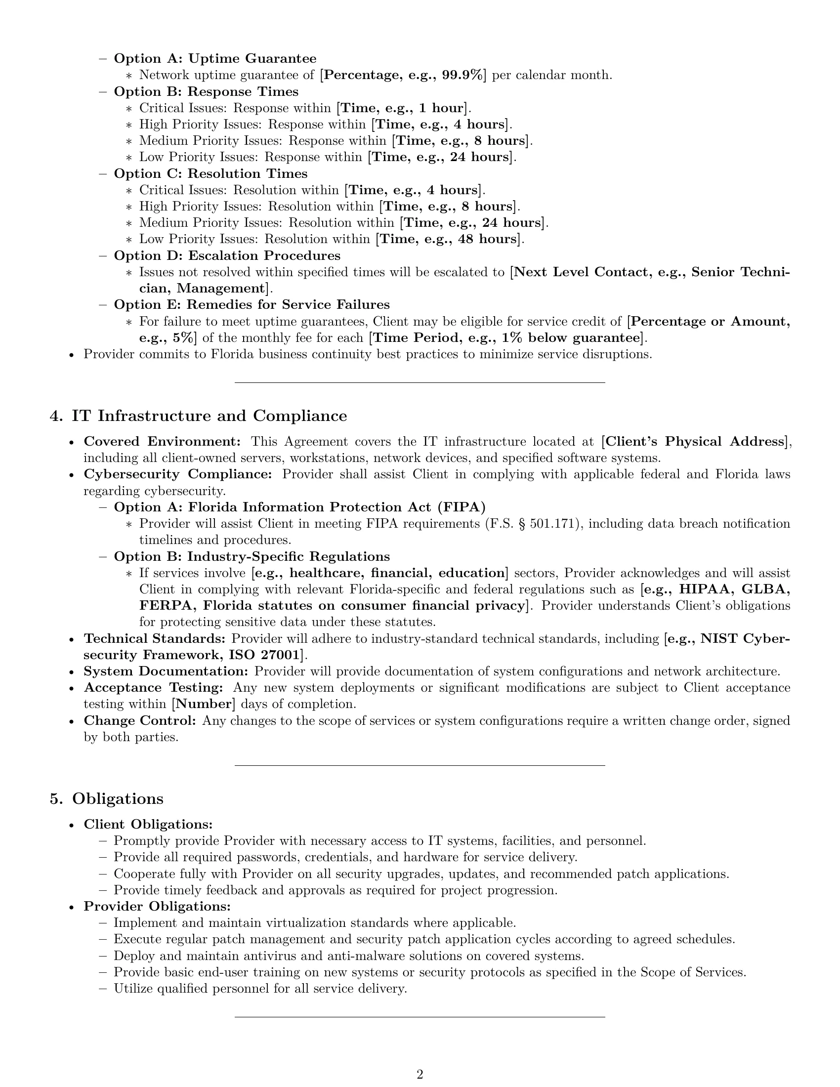Preview page 2 of Pro Florida IT service contract template