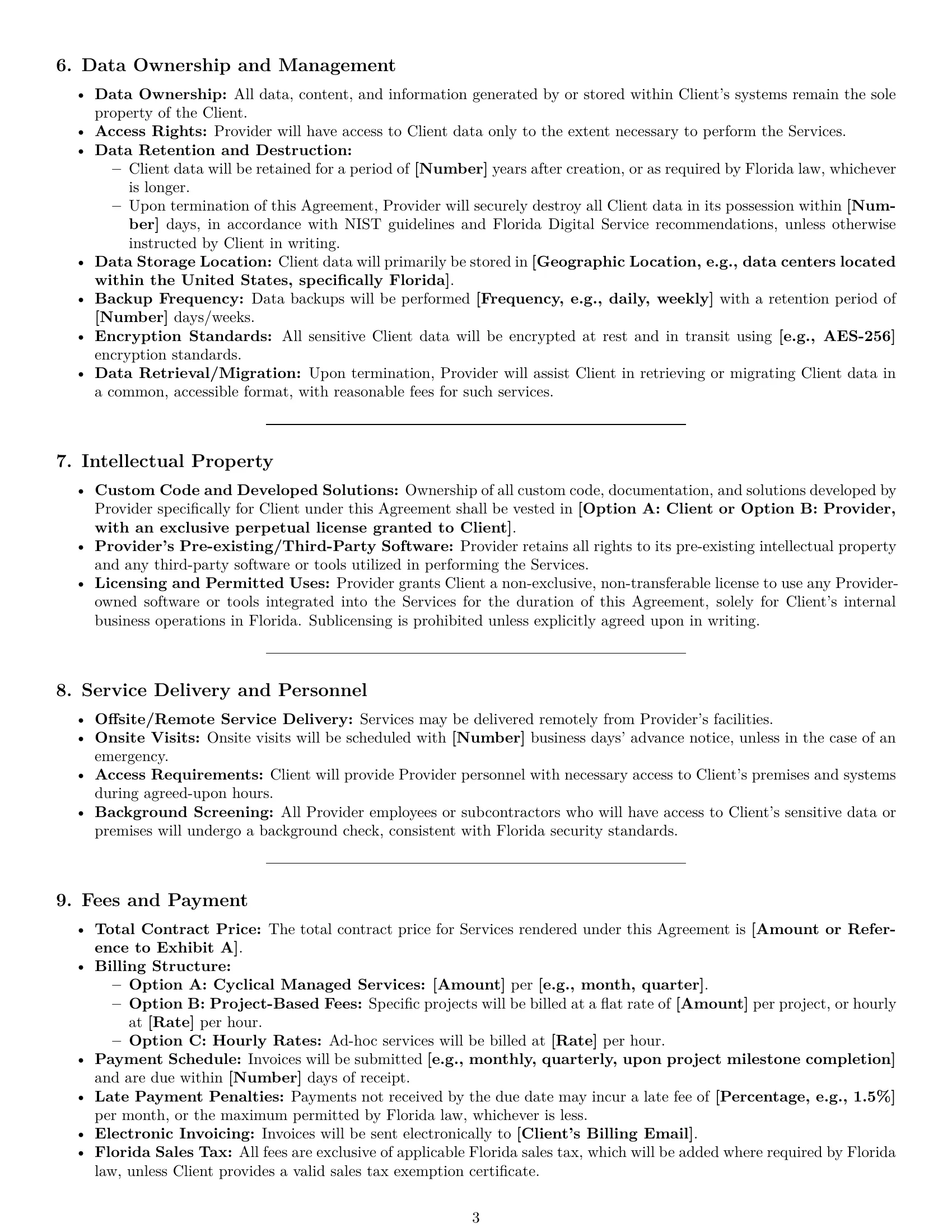 Preview page 3 of Pro Florida IT service contract template