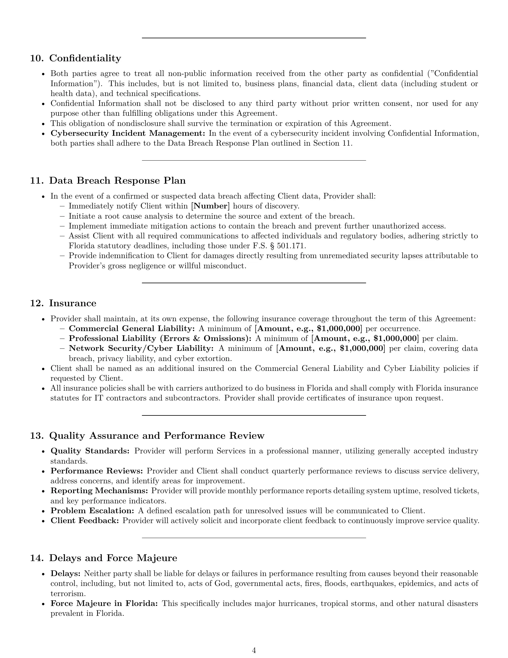 Preview page 4 of Pro Florida IT service contract template