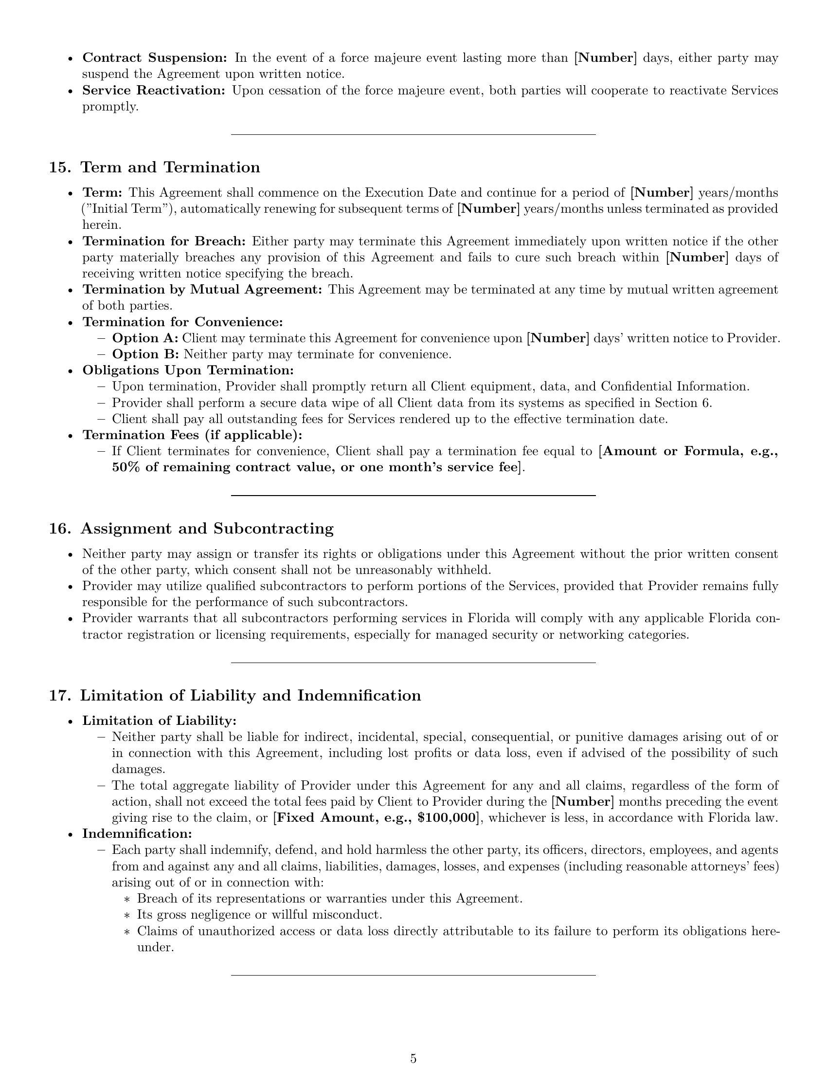 Preview page 5 of Pro Florida IT service contract template