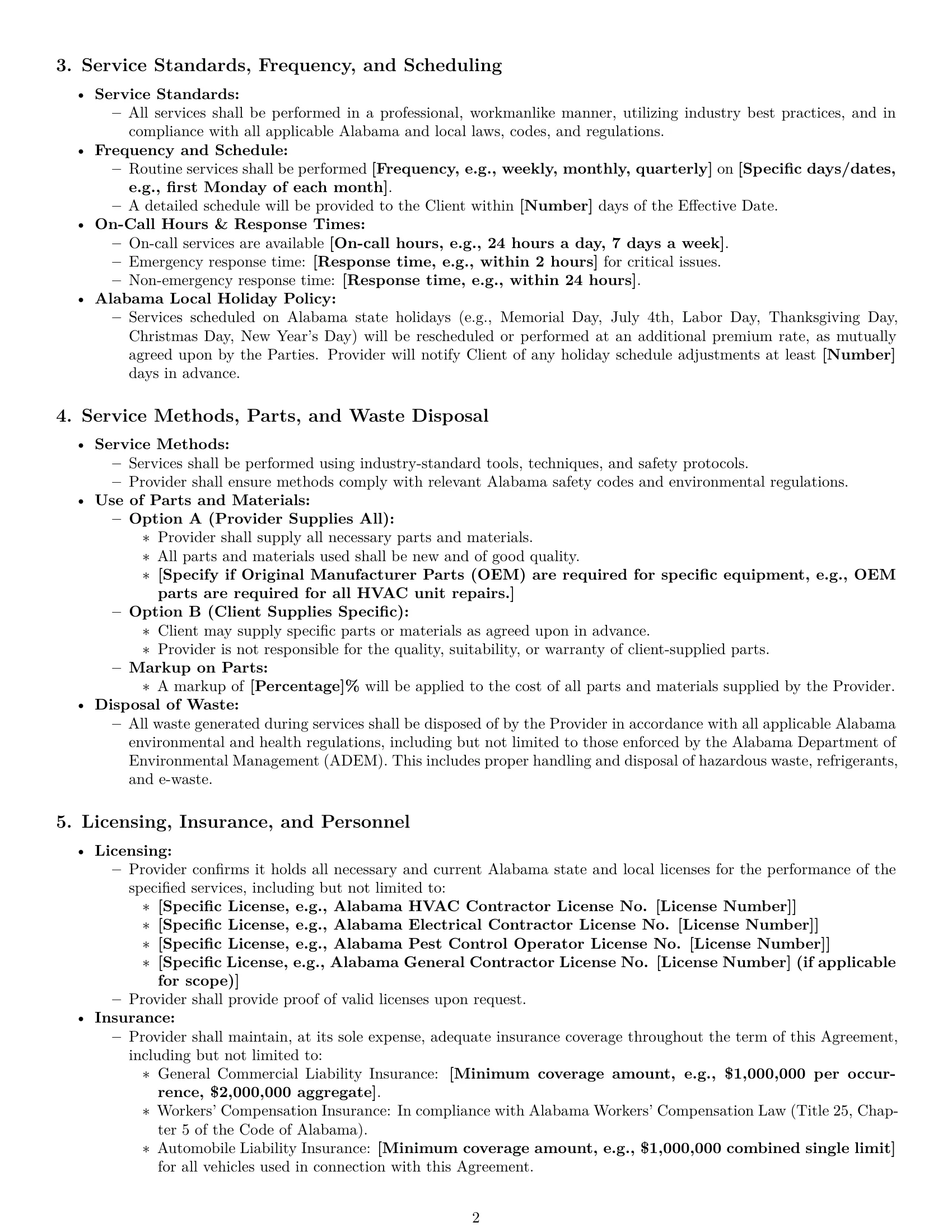 Preview page 2 of Pro Alabama maintenance service contract template