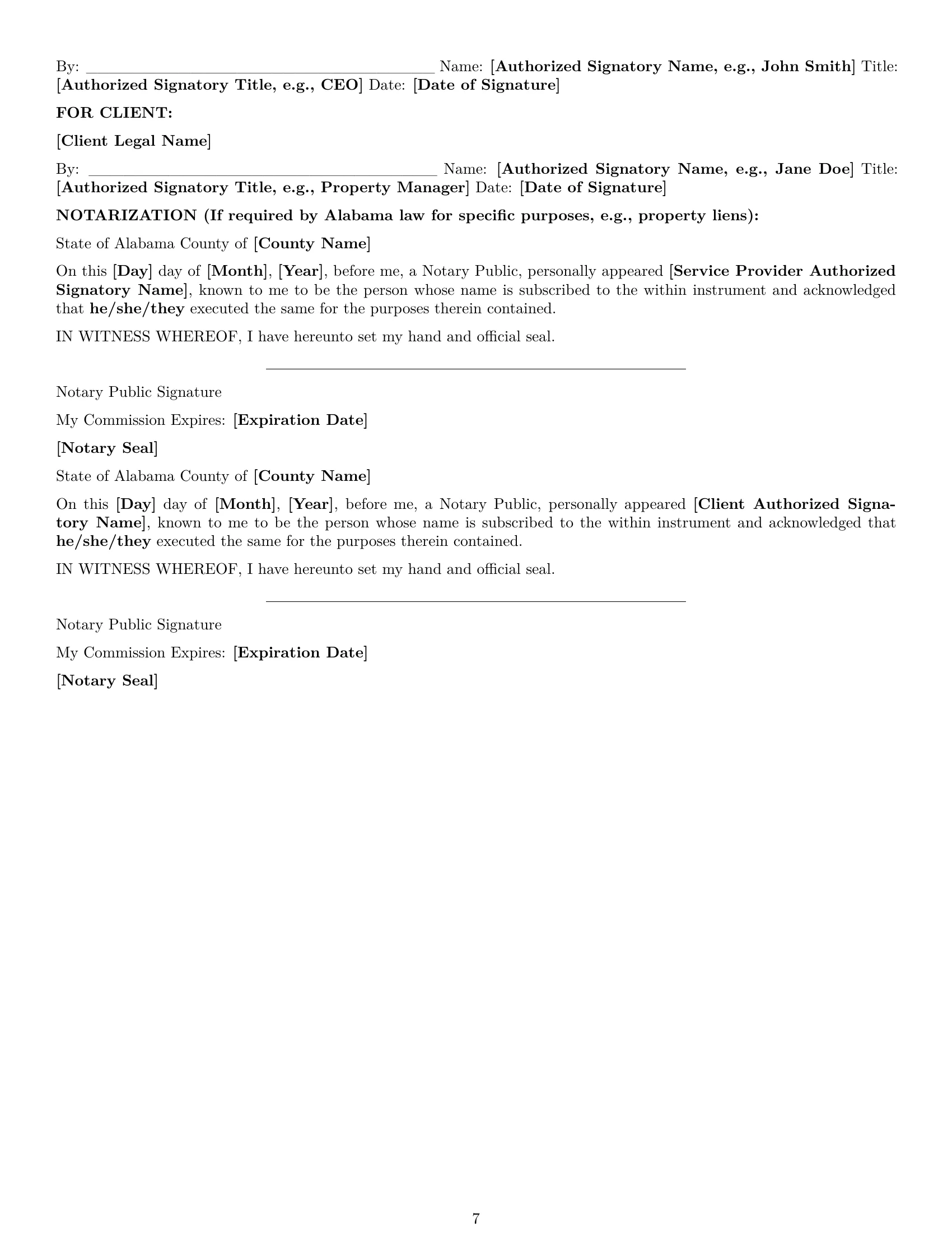 Preview page 7 of Pro Alabama maintenance service contract template
