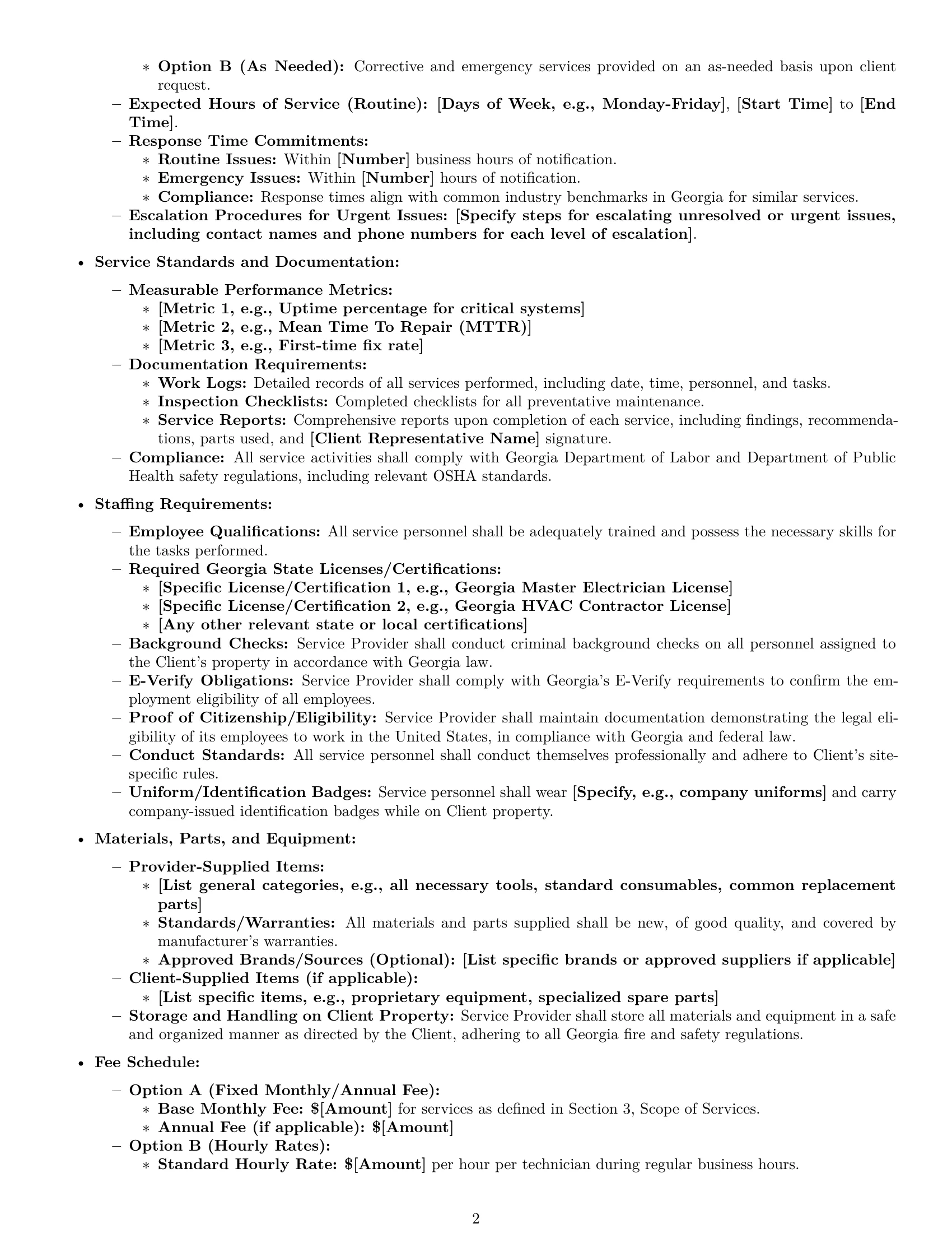 Preview page 2 of Pro Georgia maintenance service contract template