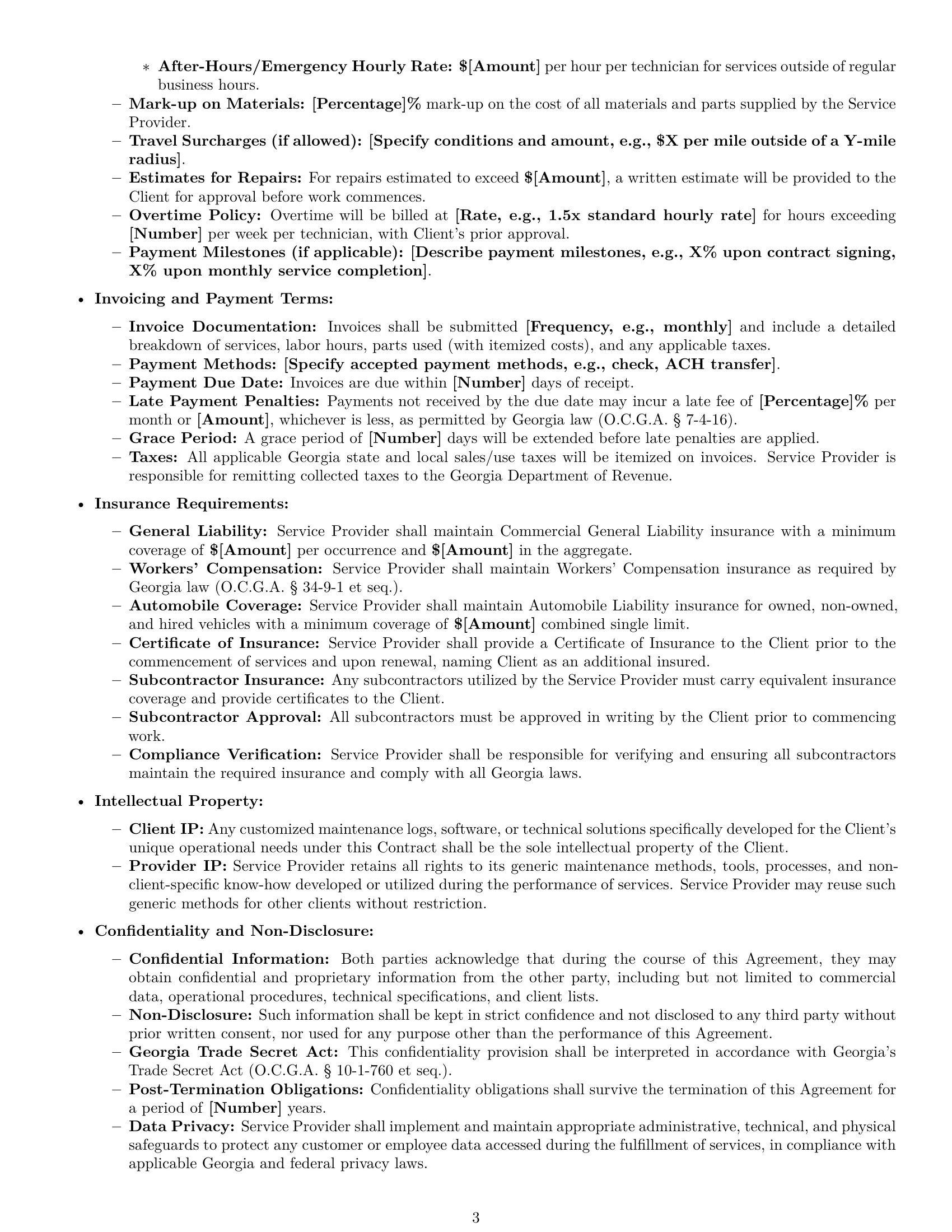 Preview page 3 of Pro Georgia maintenance service contract template
