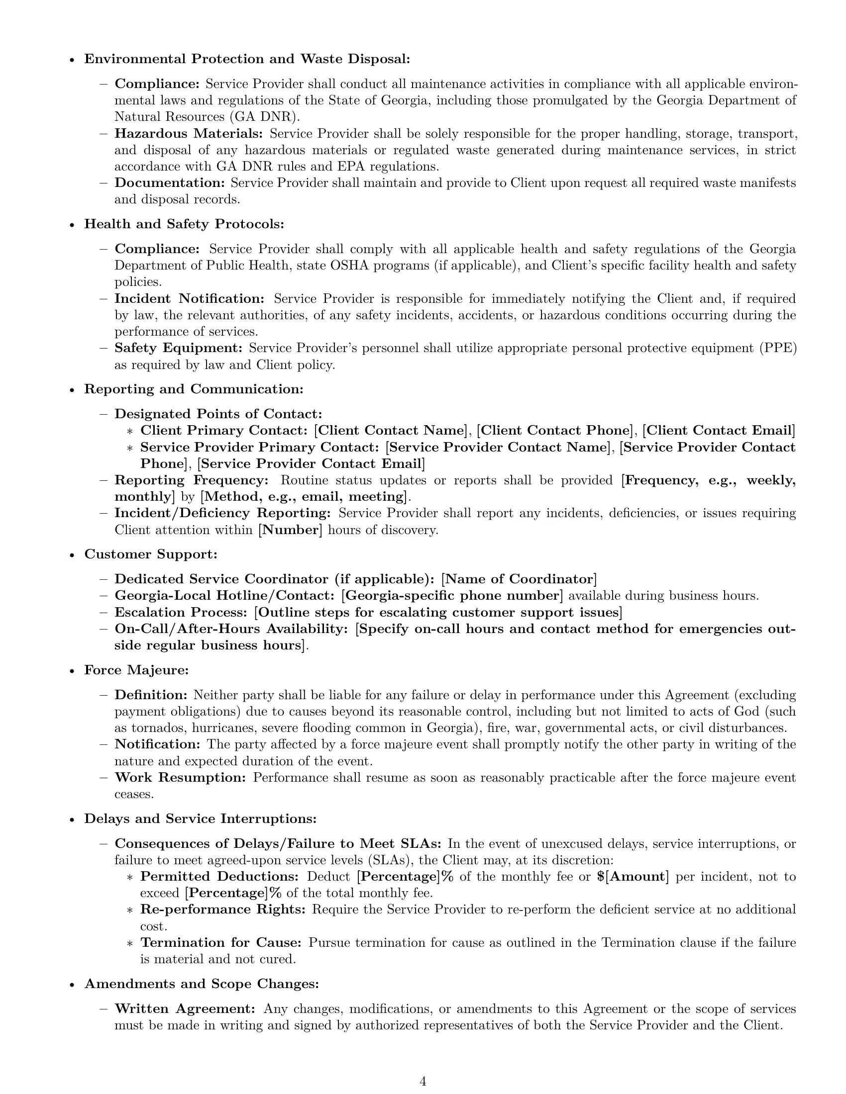 Preview page 4 of Pro Georgia maintenance service contract template