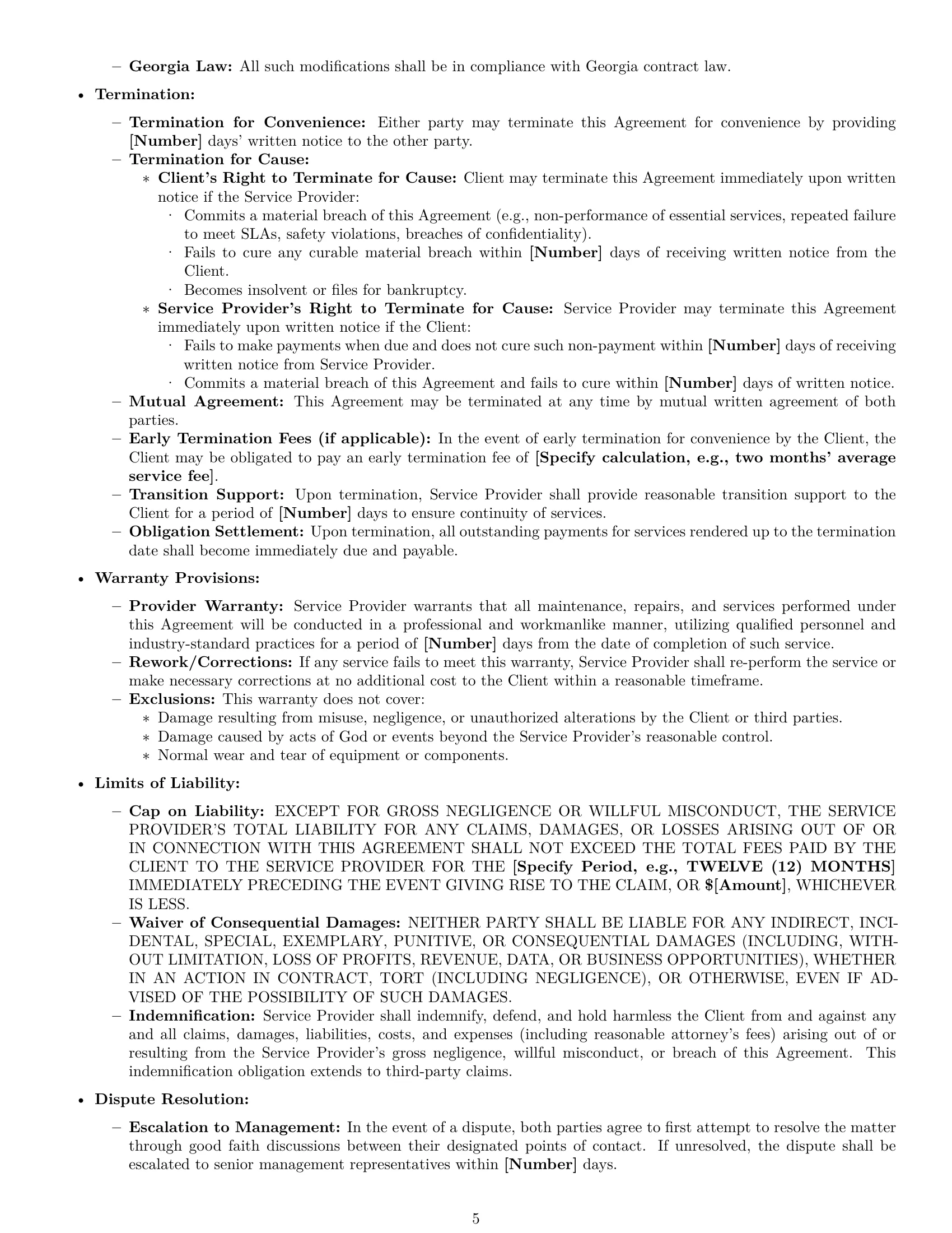 Preview page 5 of Pro Georgia maintenance service contract template
