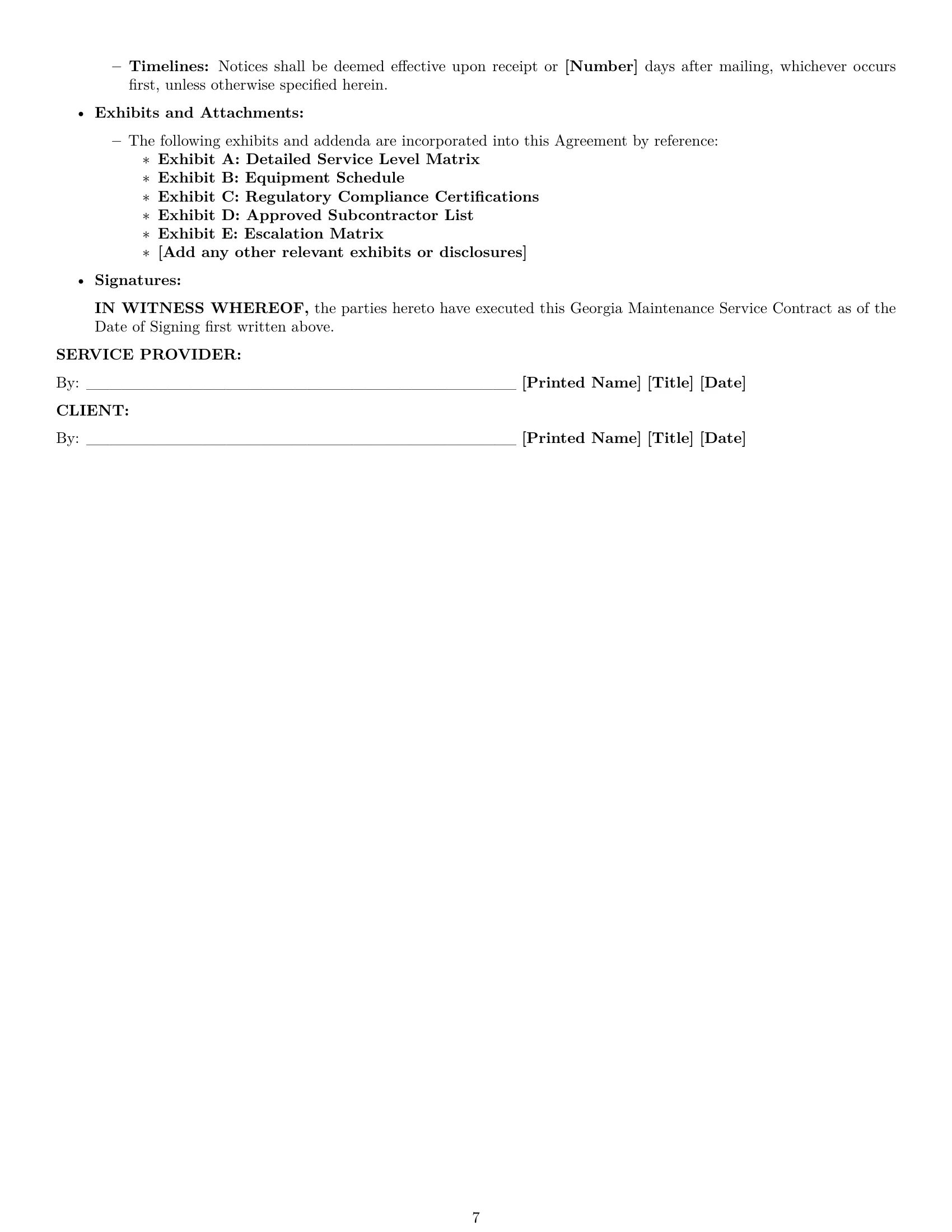 Preview page 7 of Pro Georgia maintenance service contract template