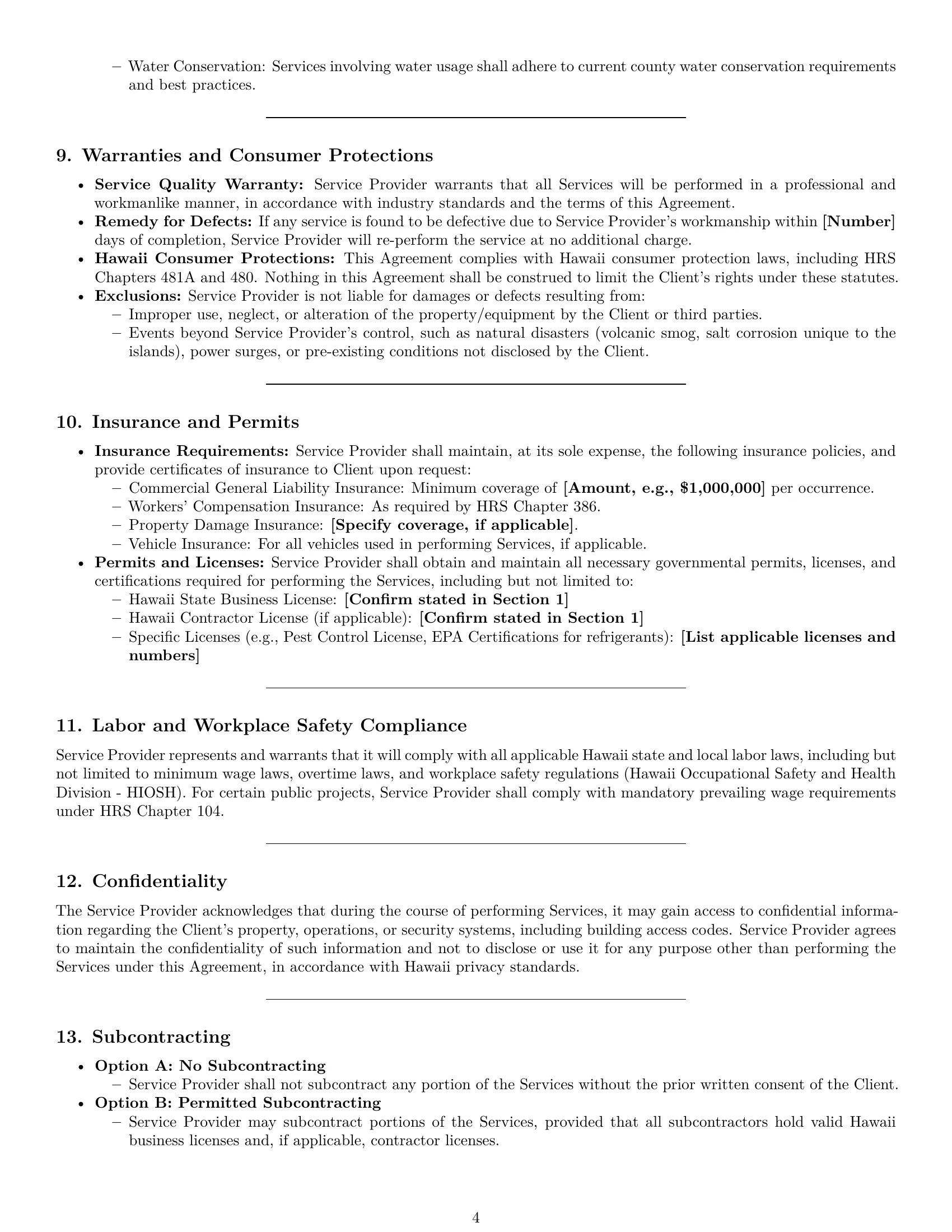 Preview page 4 of Pro Hawaii maintenance service contract template