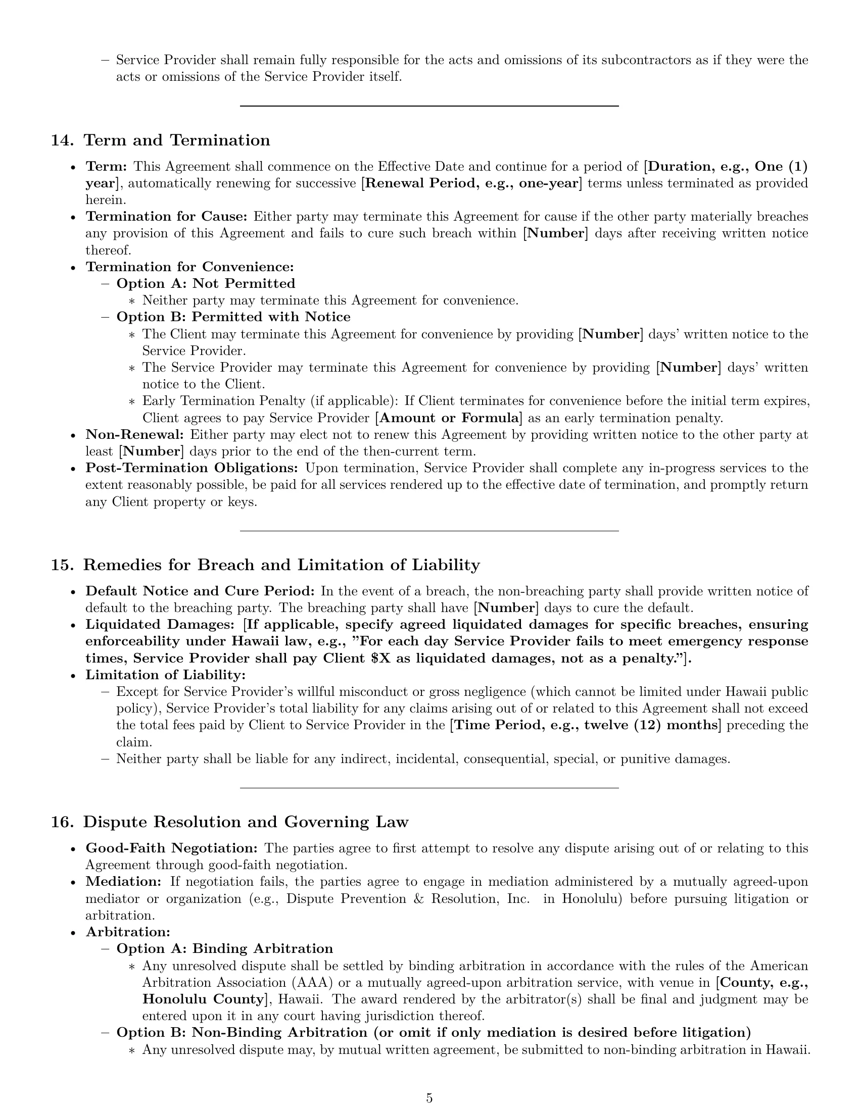 Preview page 5 of Pro Hawaii maintenance service contract template